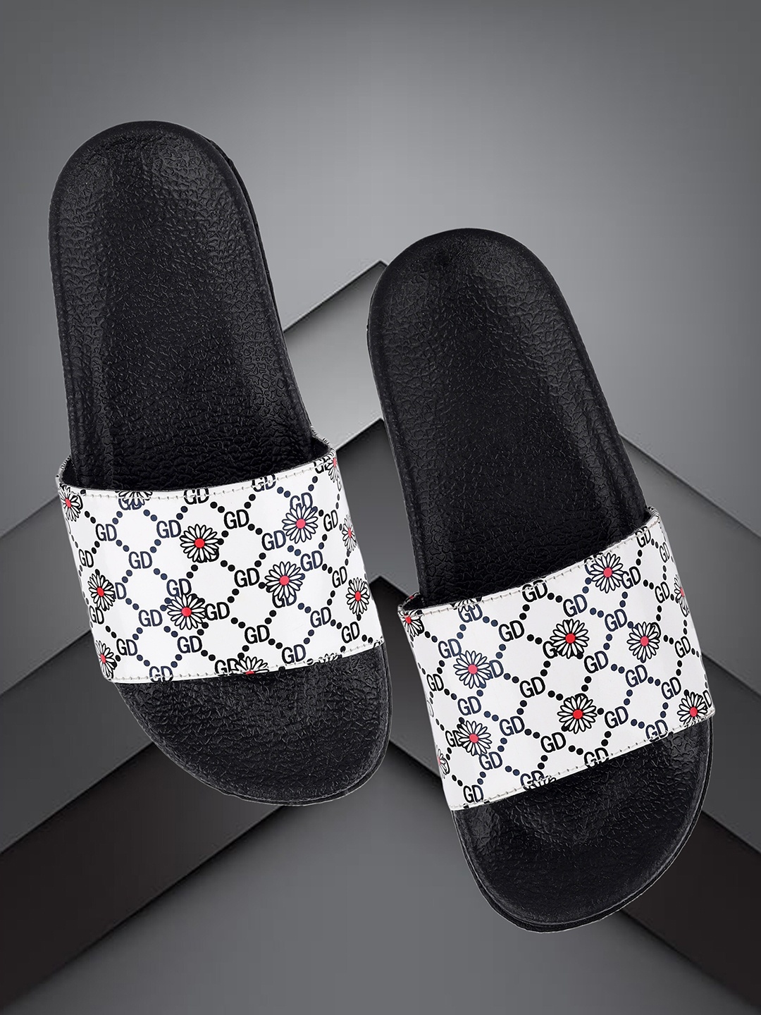 

FREECO Women Printed Sliders, White
