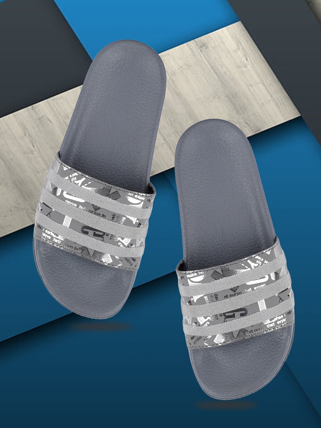 

FREECO Women Printed Sliders, Grey