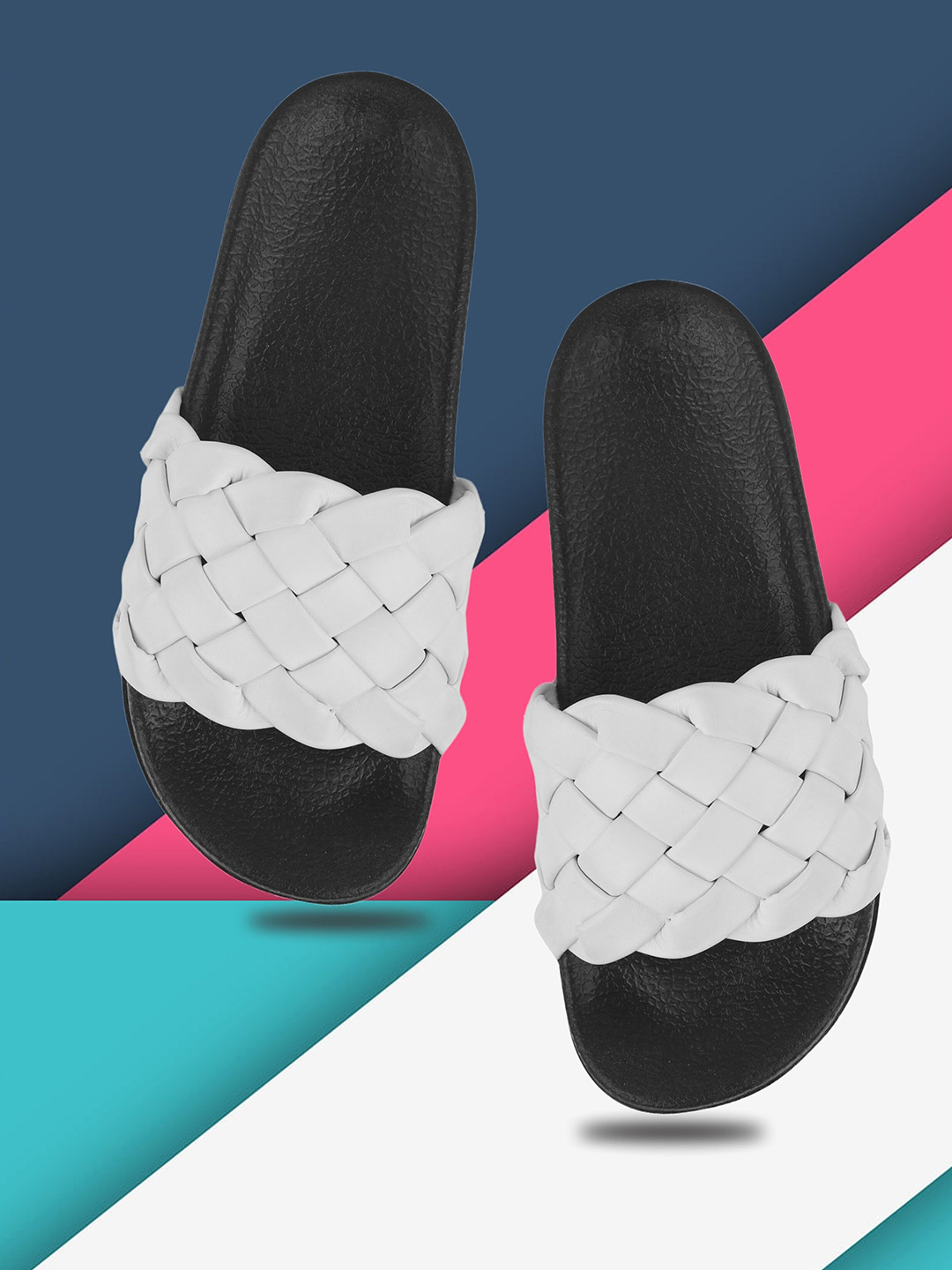 

FREECO Women Self Design Sliders, White