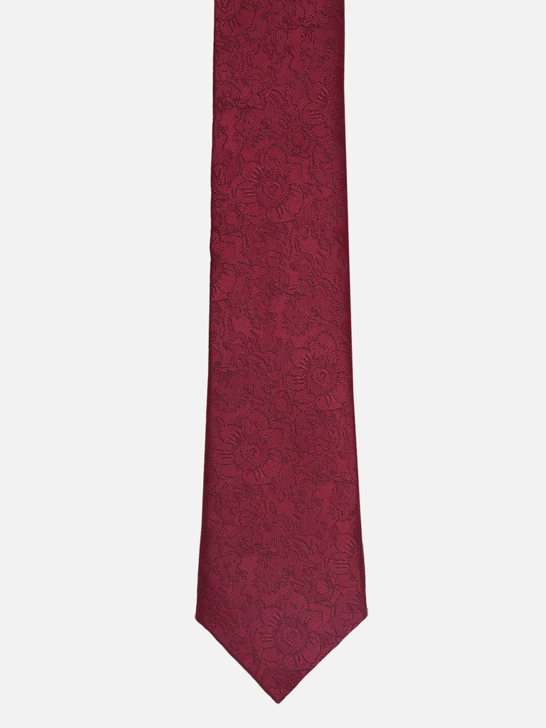 

Louis Philippe Men Woven Design Skinny Tie, Red