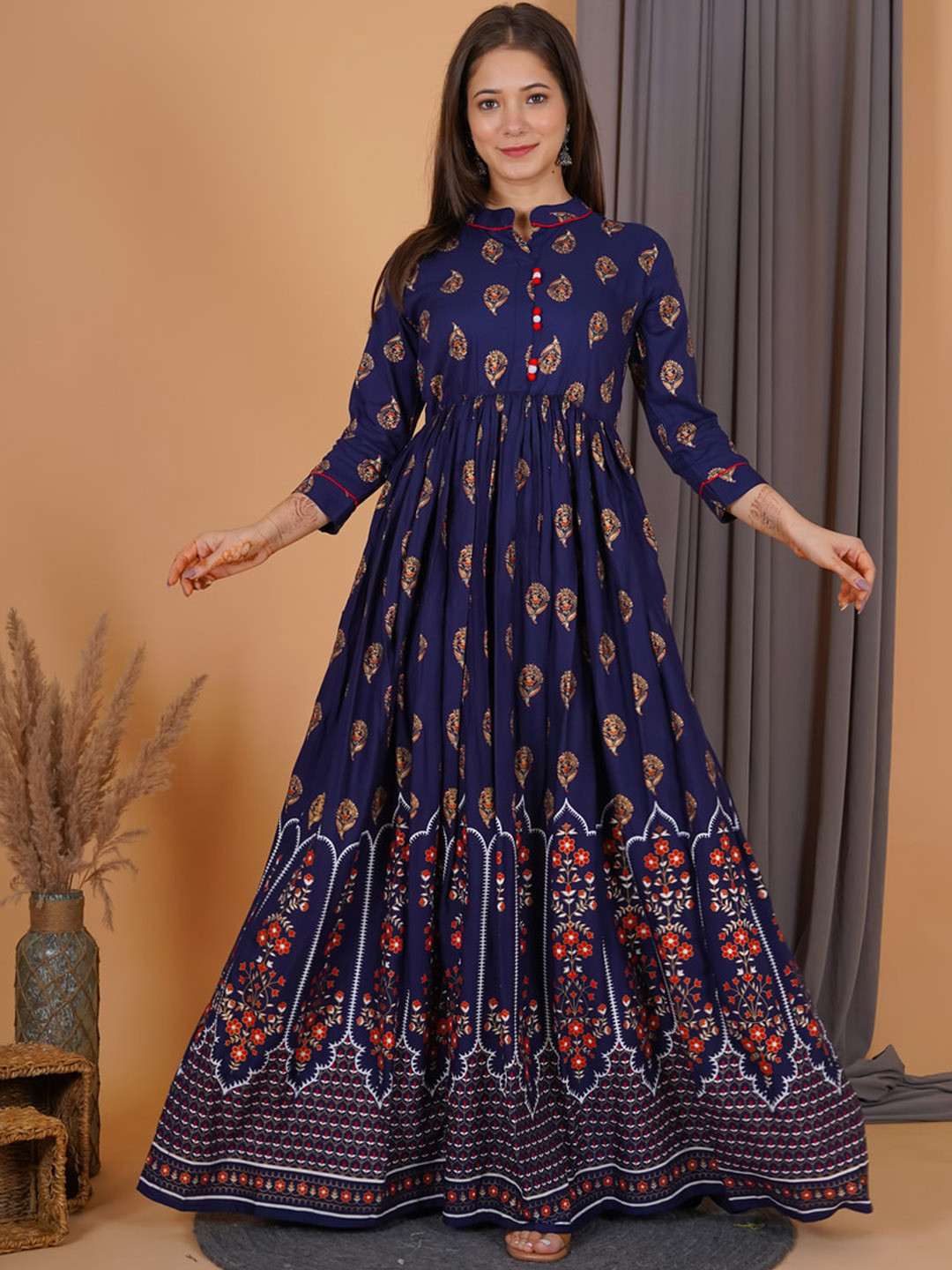 

PURSHOTTAM WALA Ethnic Motifs Printed Ethnic Dress, Blue