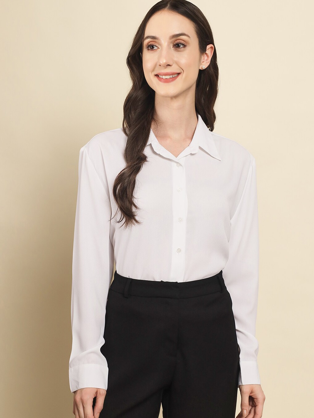 

Trend Arrest Women Comfort Cotton Boxy Formal Shirt, White