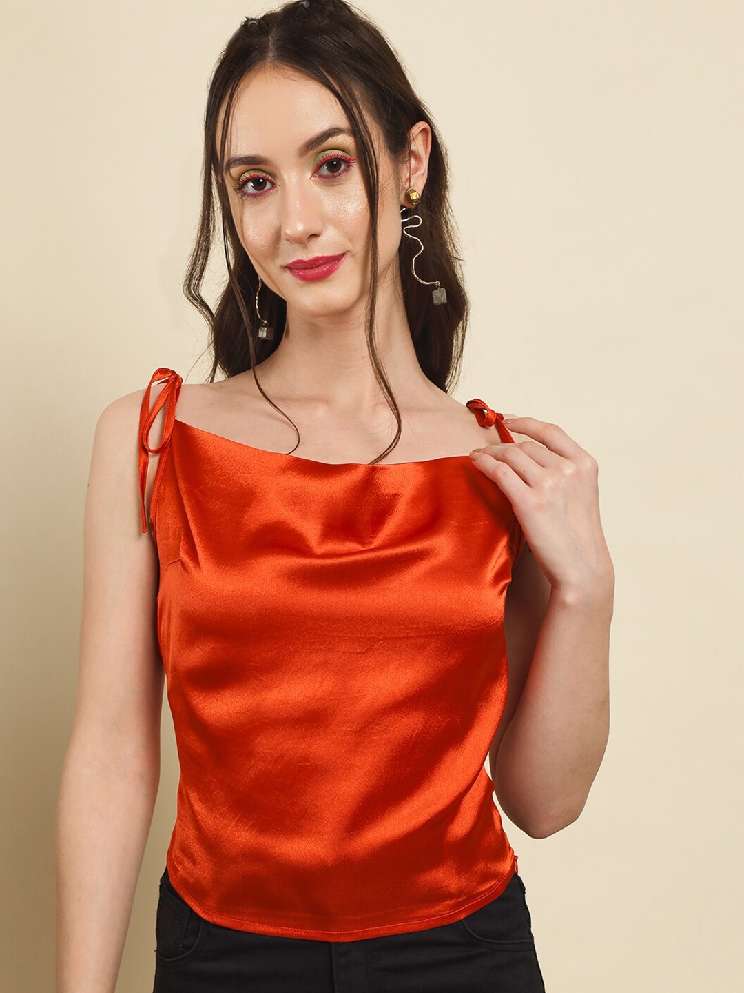 

Trend Arrest Sleeveless Tie-Up Top, Orange