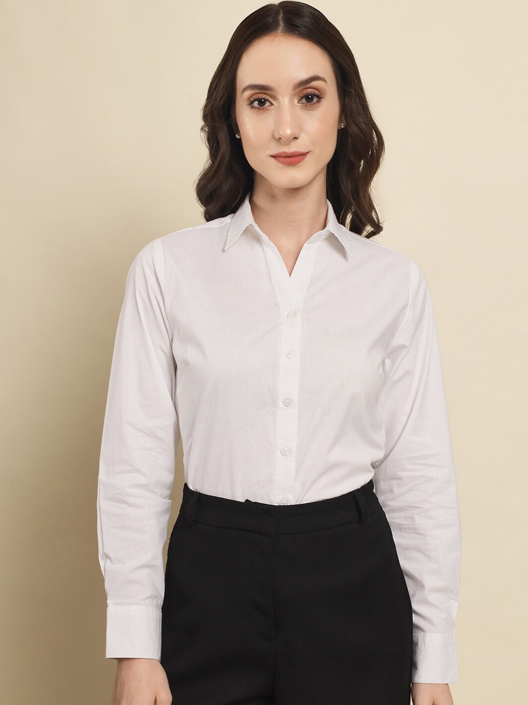 

Trend Arrest Women Comfort Cotton Formal Shirt, White