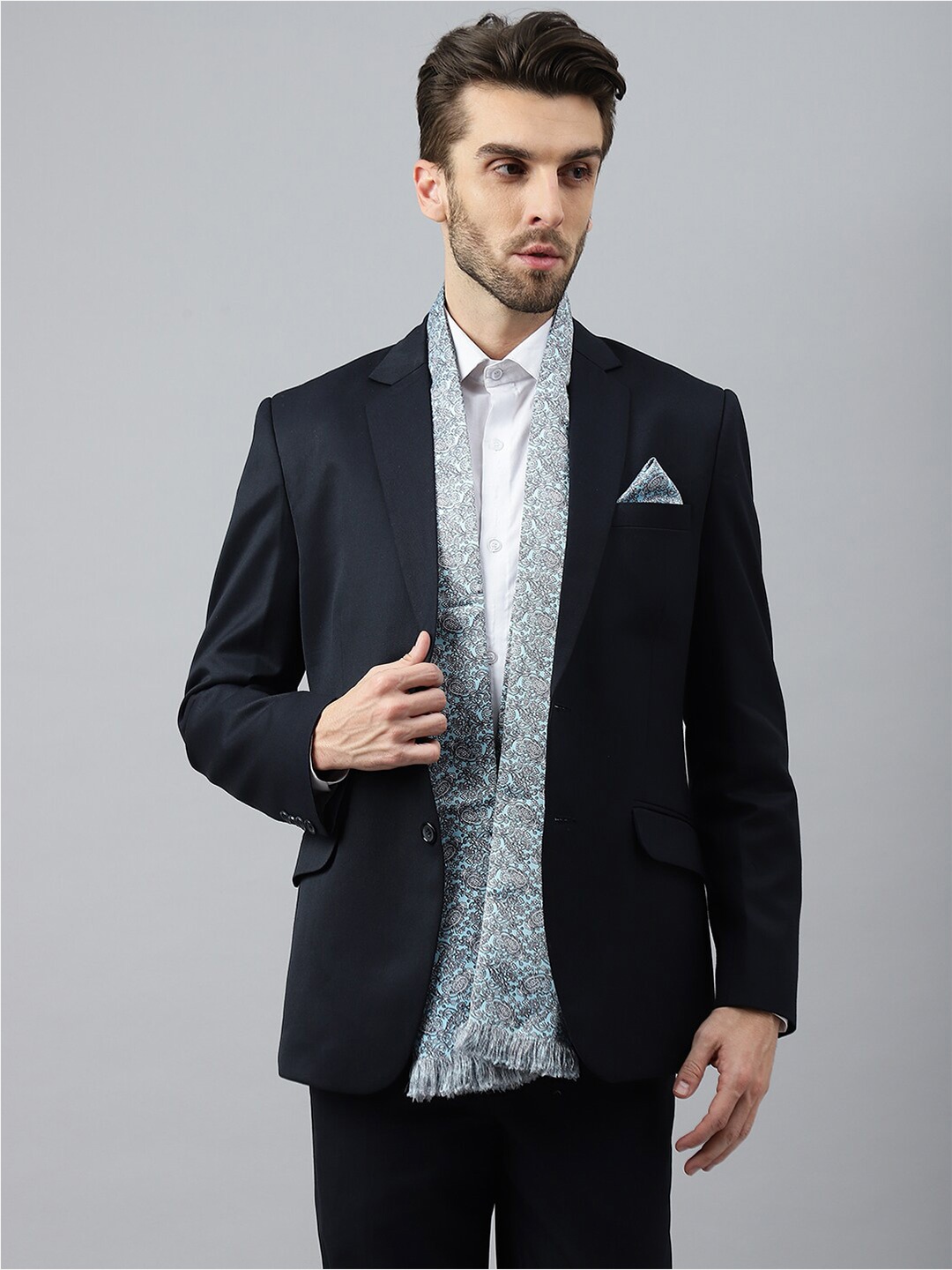 

Tossido Men Printed Stole & Pocket Square, Blue