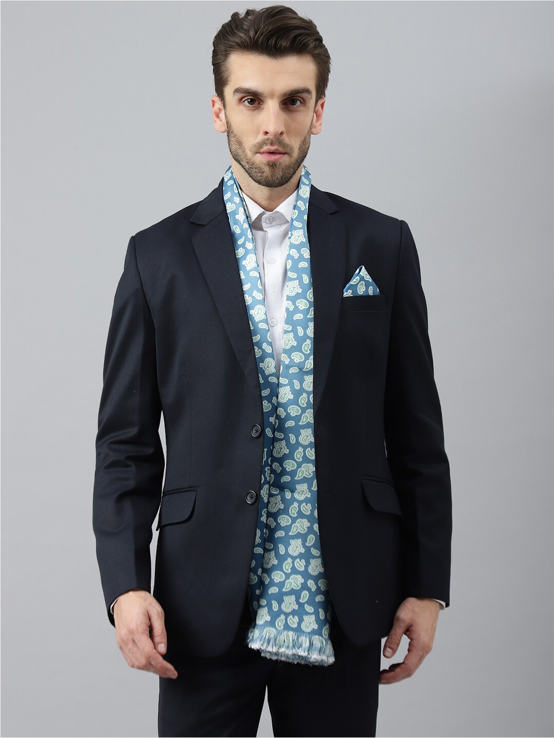 

Tossido Men Printed Stole & Pocket Square, Blue