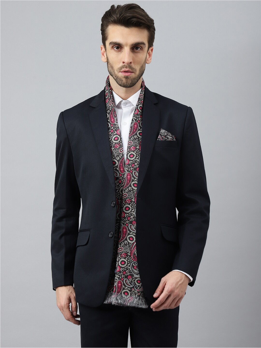 

Tossido Men Printed Stole & Pocket Square, Black