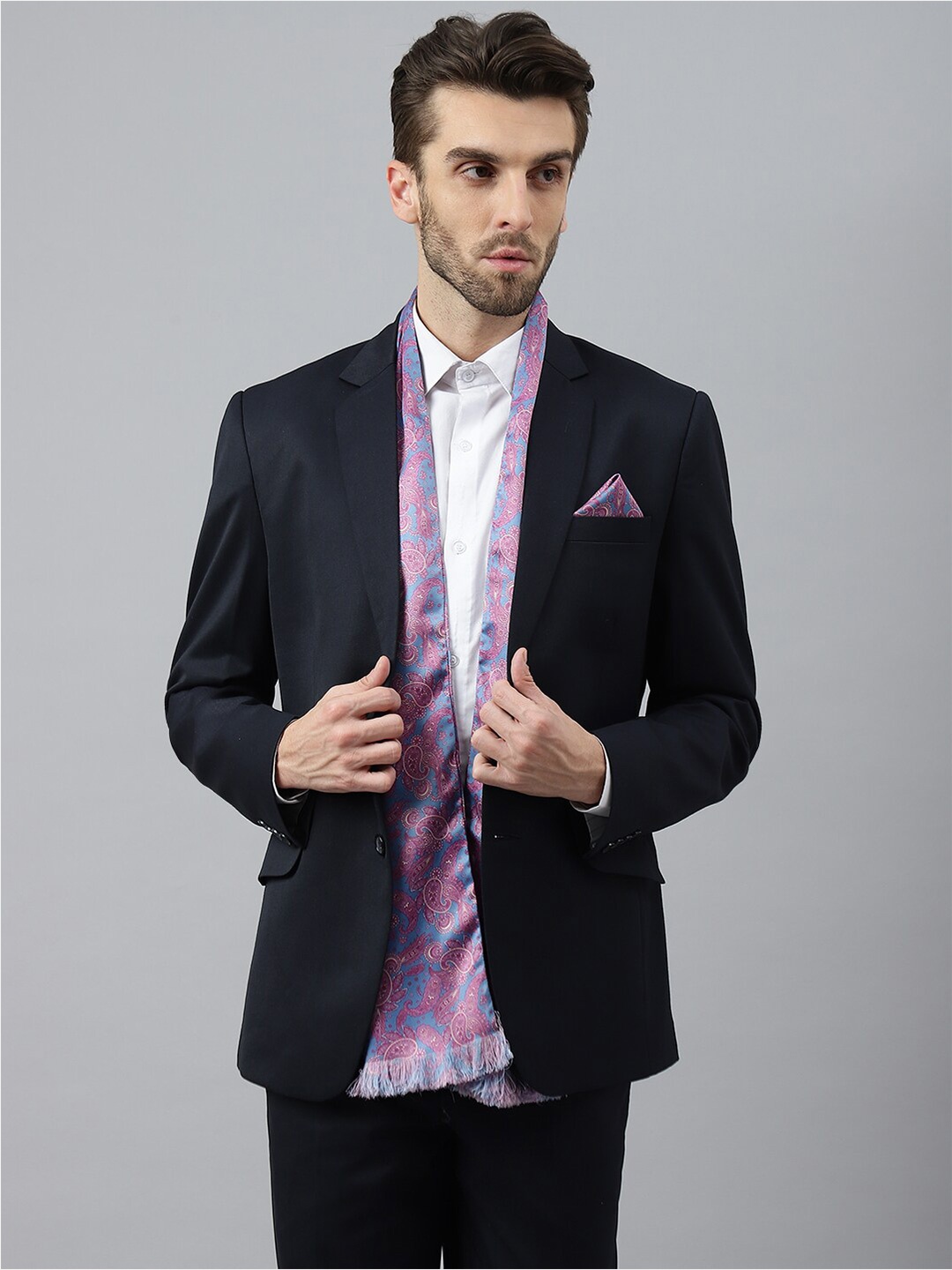

Tossido Men Printed Stole & Pocket Square, Blue