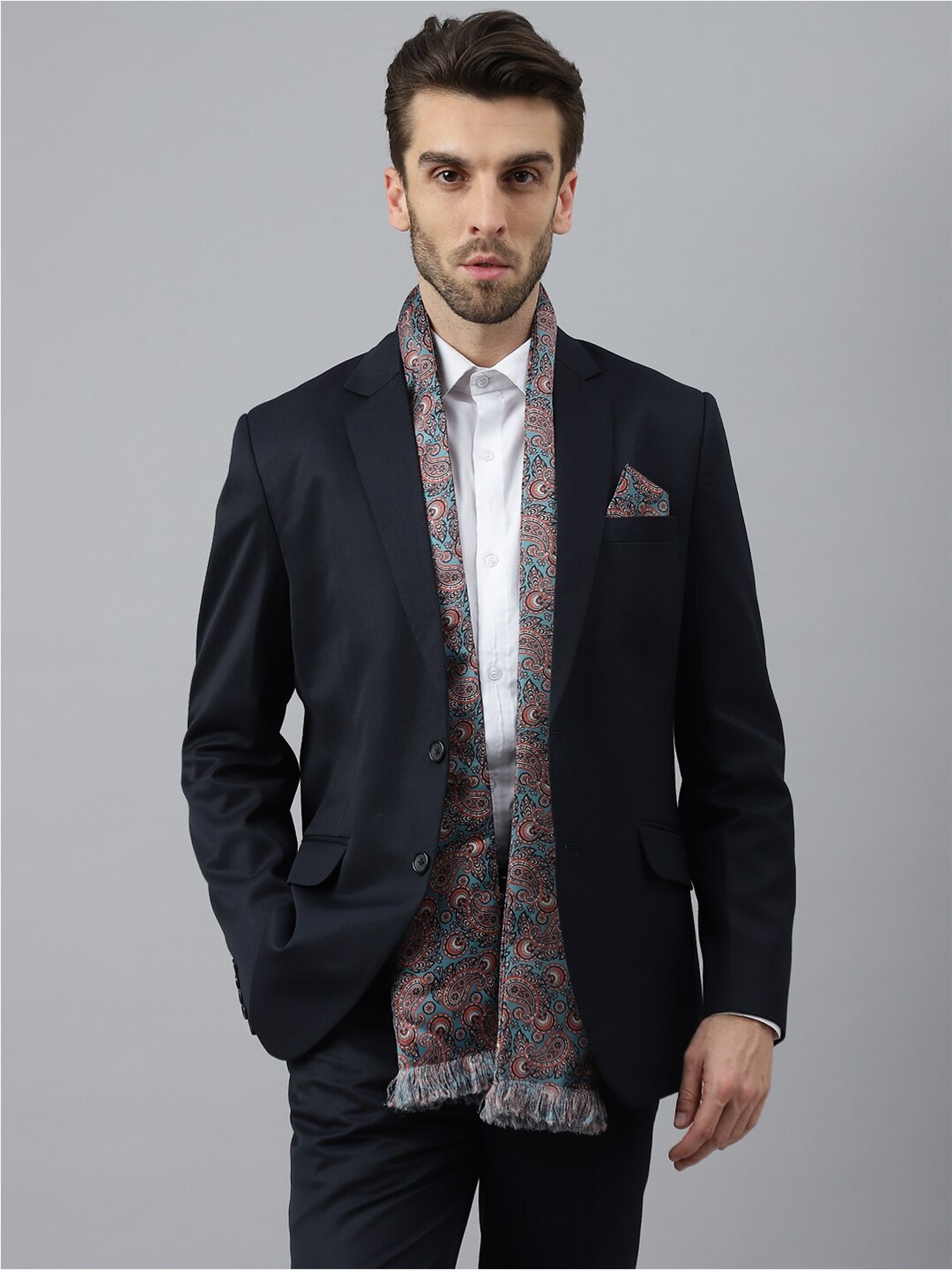 

Tossido Men Printed Stole & Pocket Square, Blue