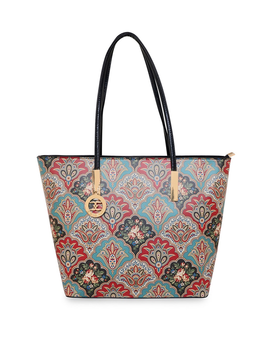 

ESBEDA Women Floral Printed PU Oversized Shopper Shoulder Bag, Sea green