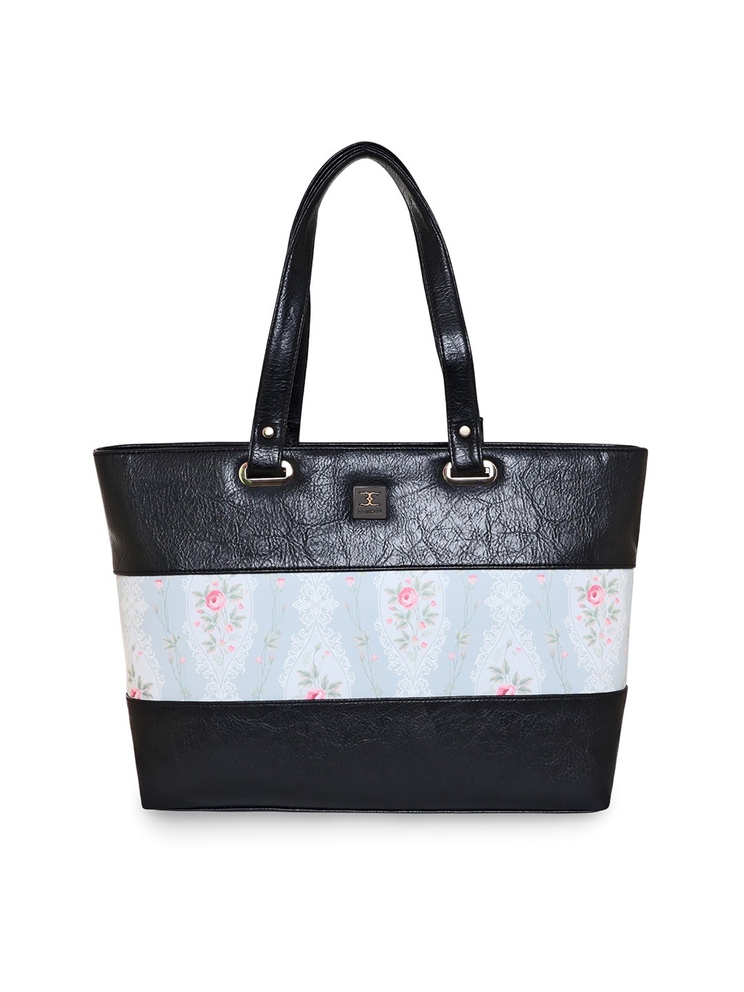 ESBEDA Floral Printed Structured Shoulder Bag, Black