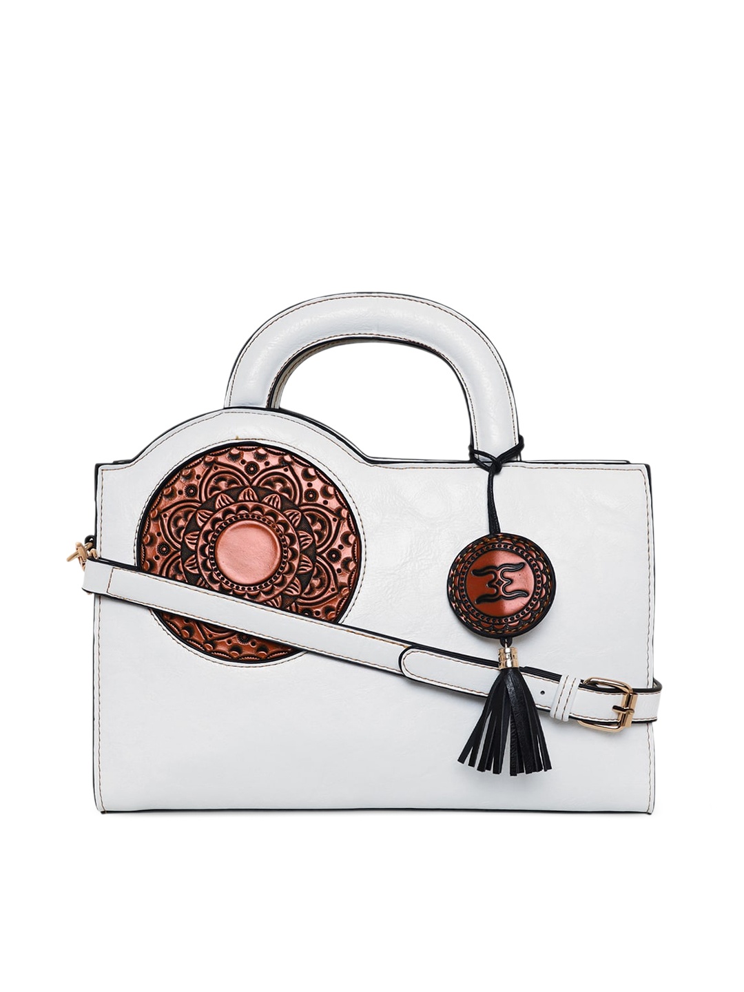 

ESBEDA Structured Satchel With Tasselled, White