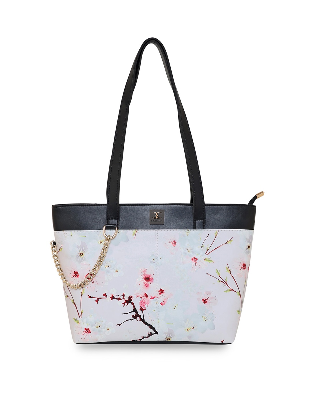 ESBEDA Floral Printed Structured Shoulder Bag, White