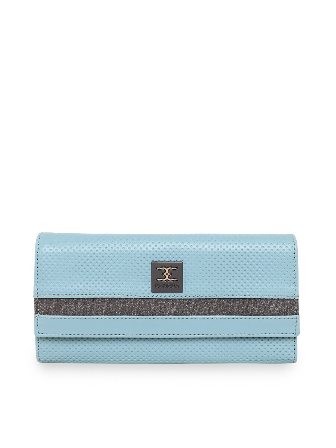 

ESBEDA Women Melange Textured PU Two Fold Wallet, Blue