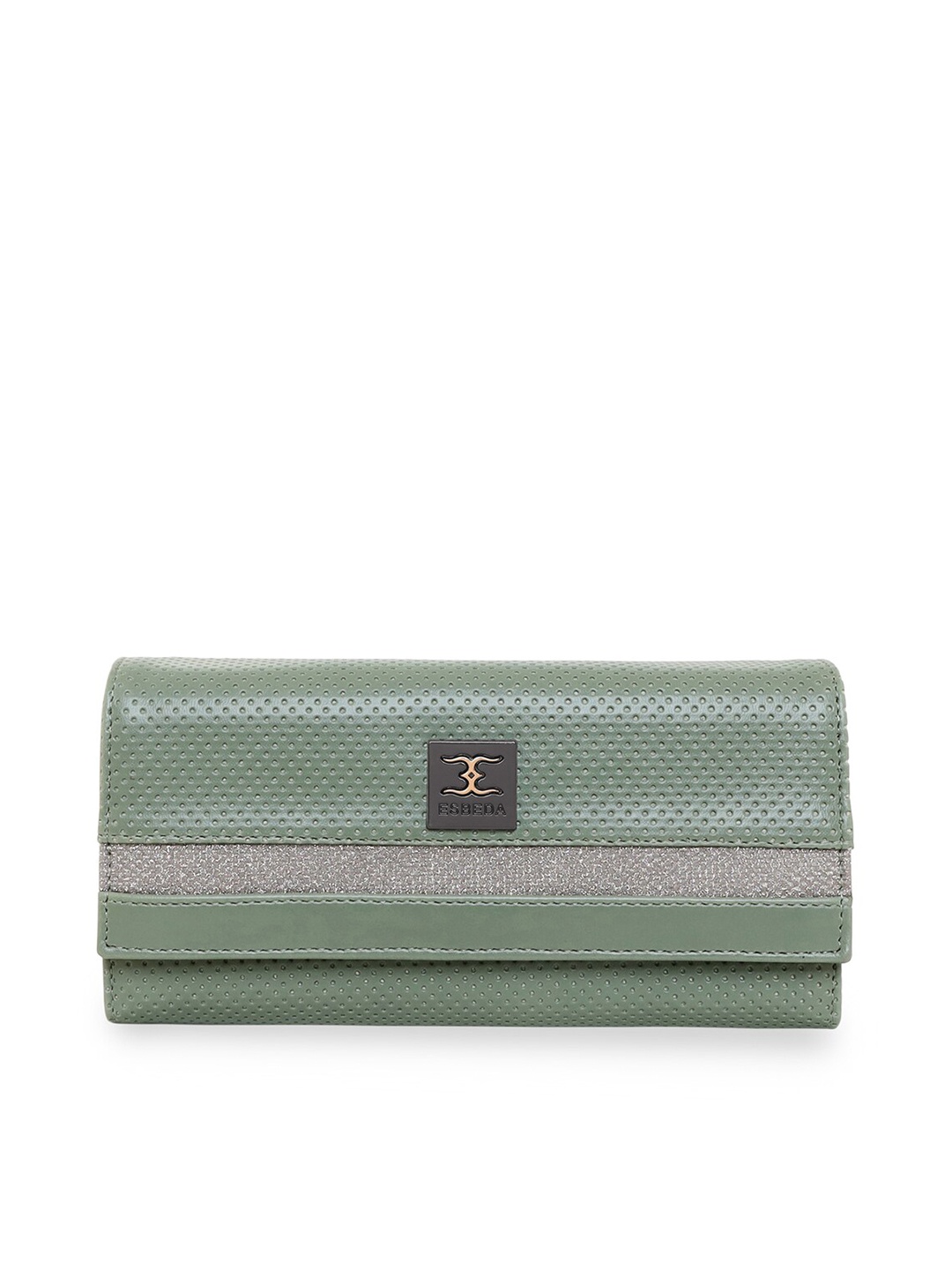 

ESBEDA Textured Embellished PU Two Fold Wallet, Green