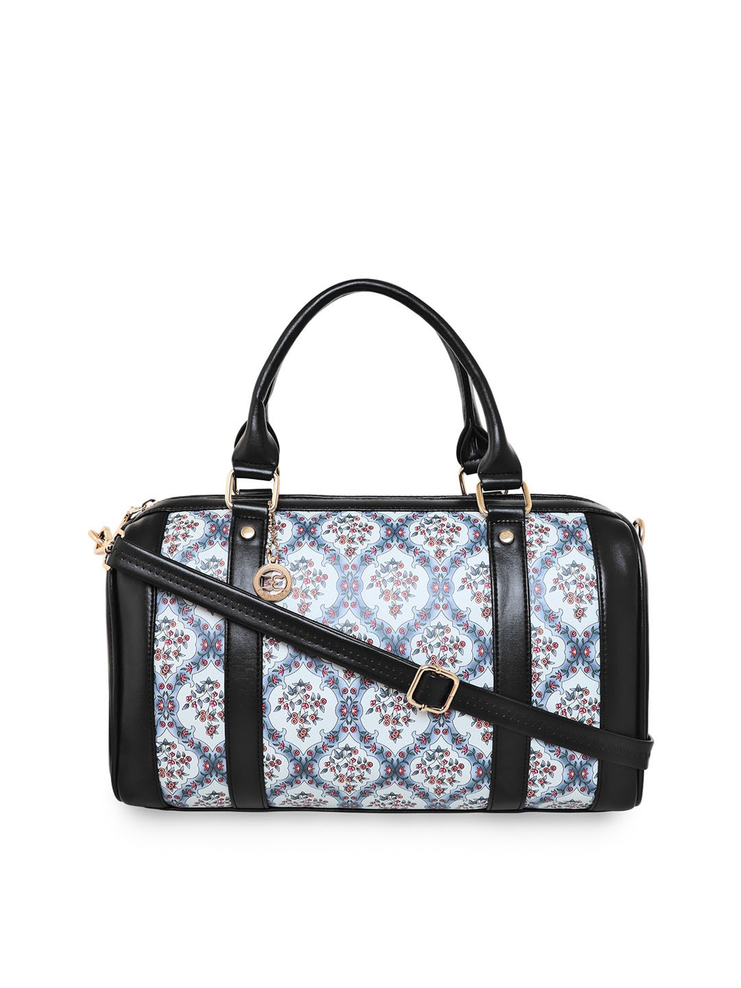 ESBEDA Floral Printed PU Oversized Structured Handheld Bag, Grey