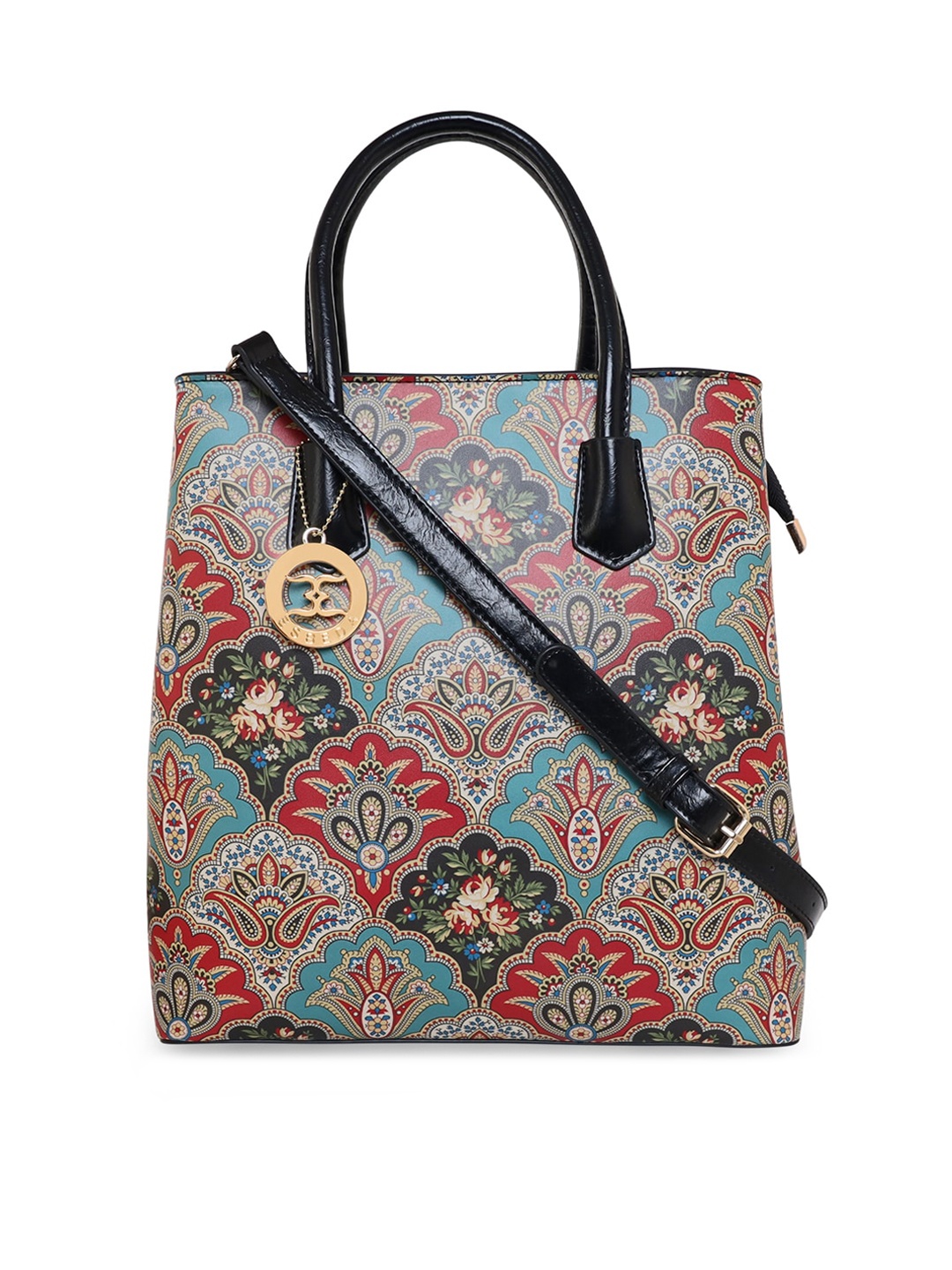 

ESBEDA Ethnic Motifs Printed PU Structured Handheld Bag, Beige