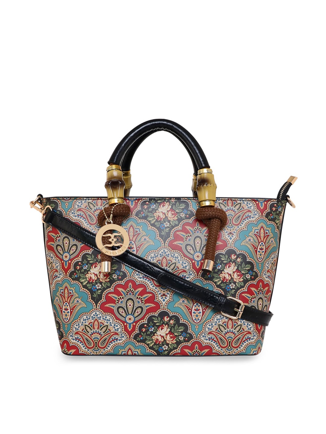 

ESBEDA Floral Printed PU Bowling Handheld Bag, Blue