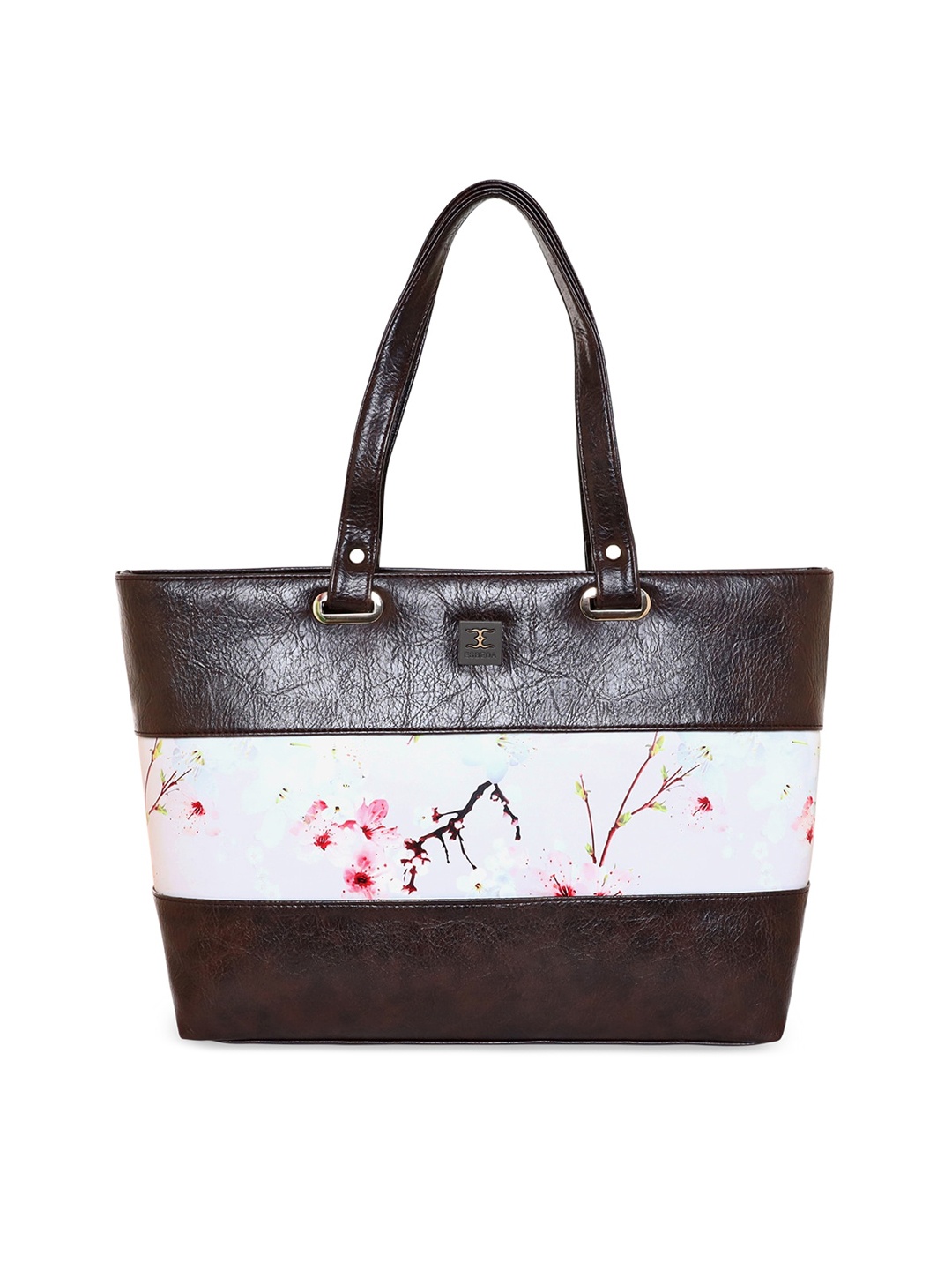 

ESBEDA Floral Printed Structured Tote Bag, Brown