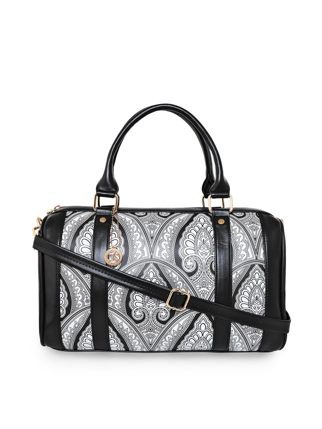 

ESBEDA Ethnic Motifs Textured PU Structured Handheld Bag, Black
