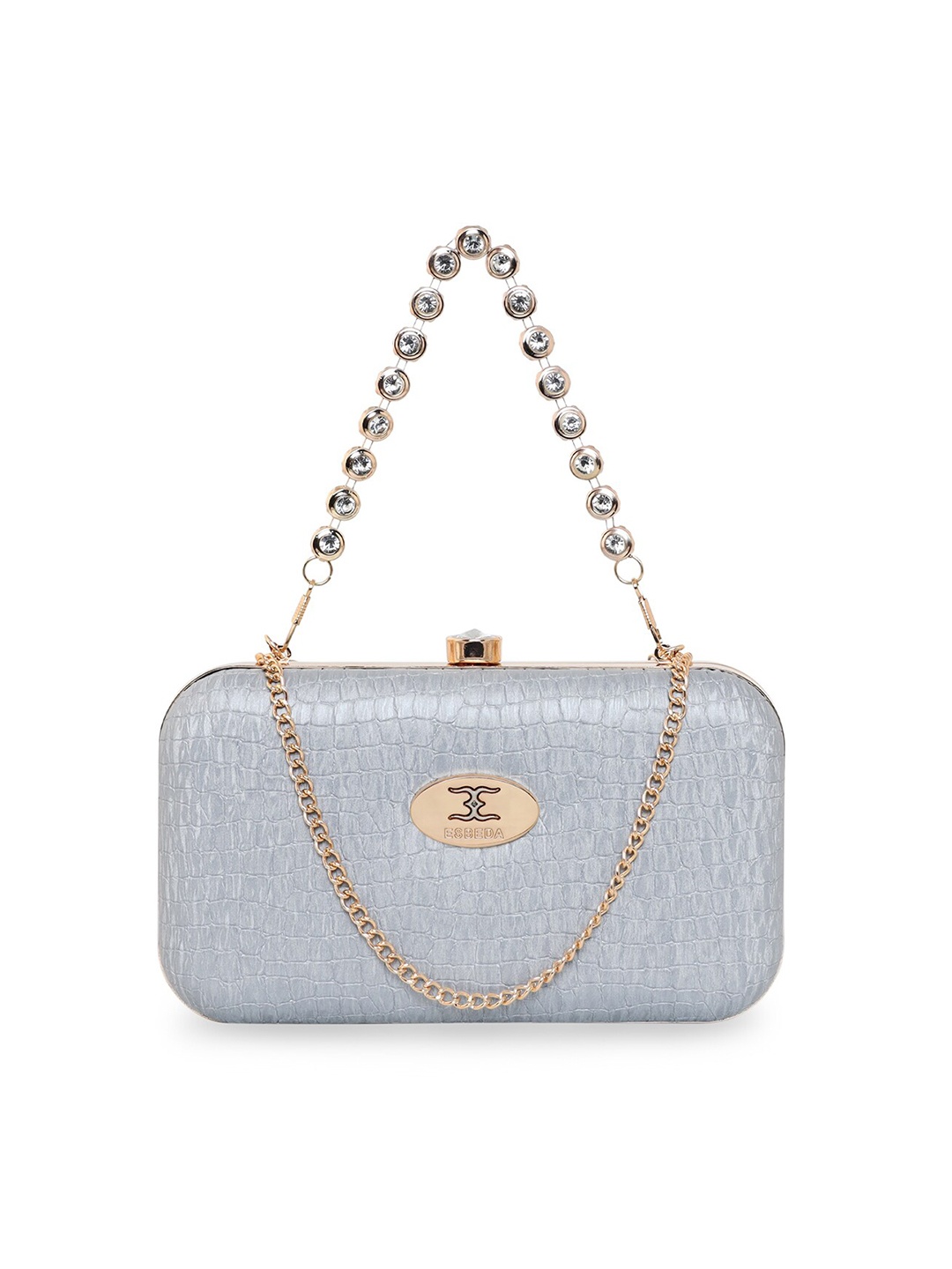 

ESBEDA Textured PU Box Clutch, Grey