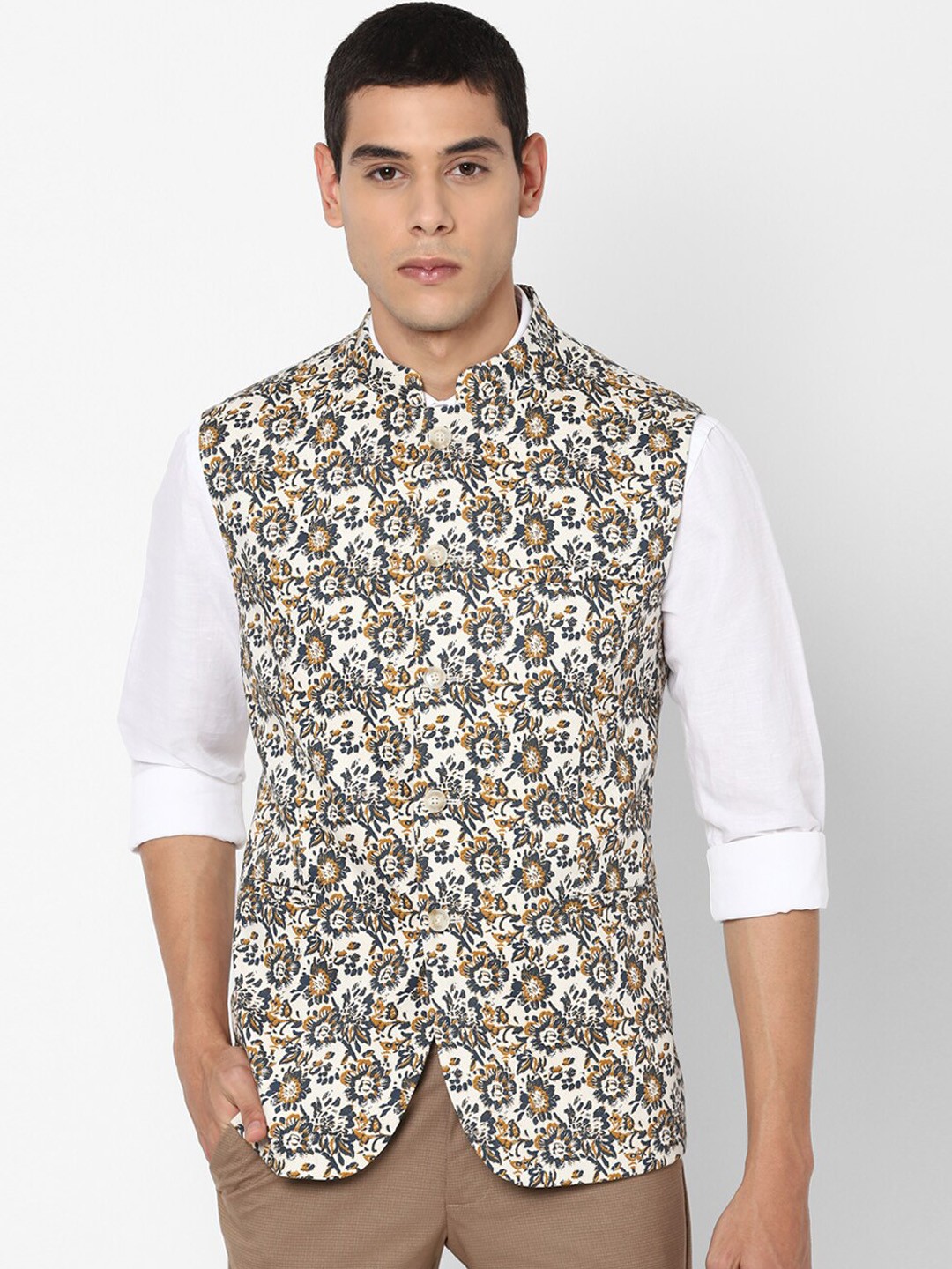 

Allen Solly Men Printed Nehru Jacket, Multi