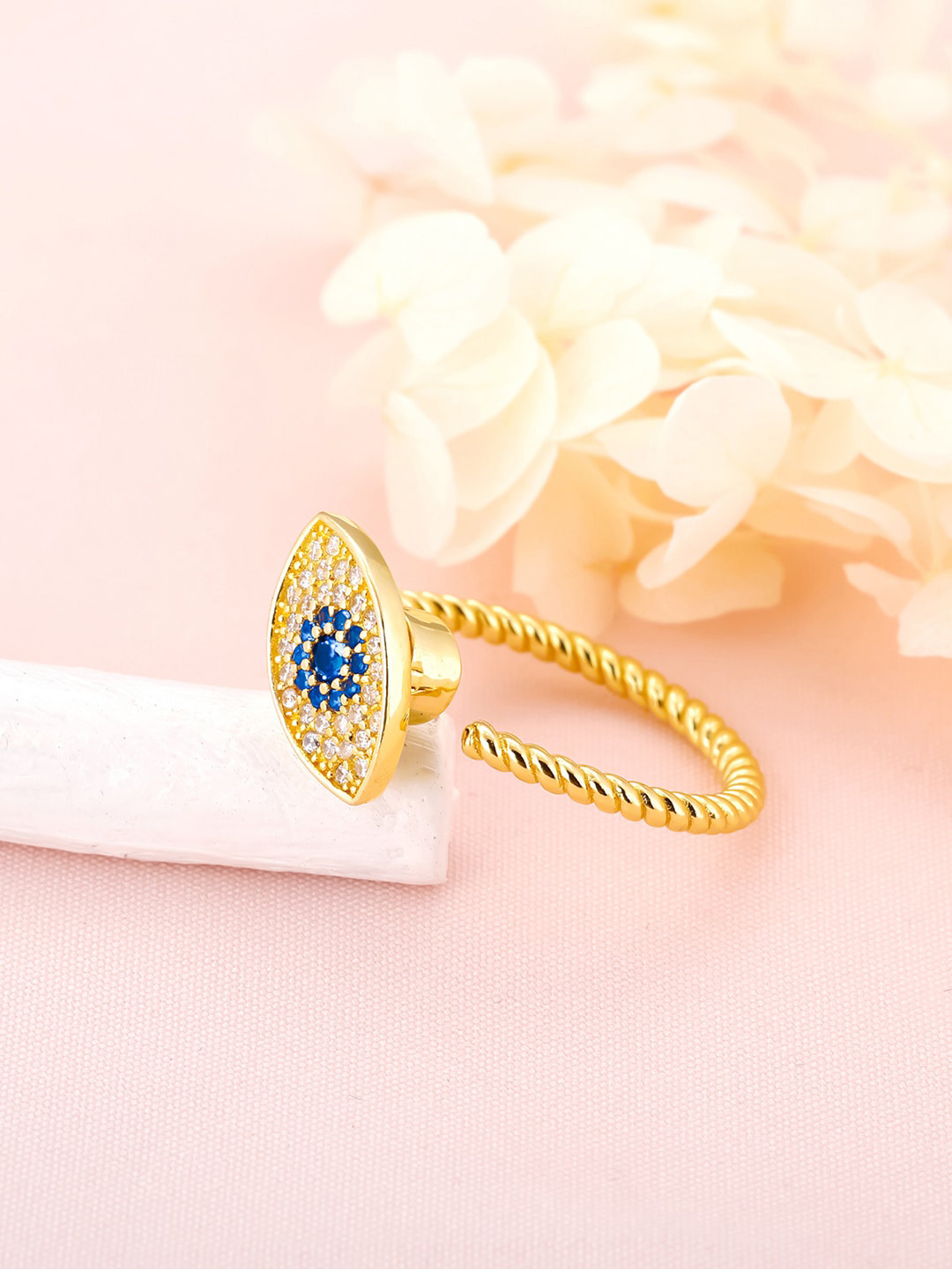 

GIVA 925 Gold-Plated Stone-Studded Adjustable Finger Ring