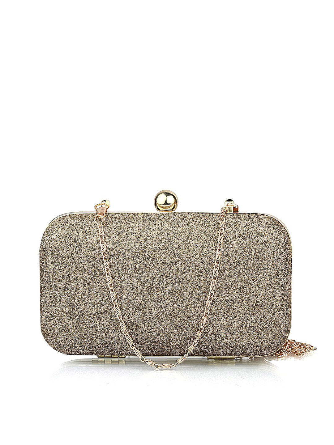

Style Shoes Embellished Box Clutch, Gold