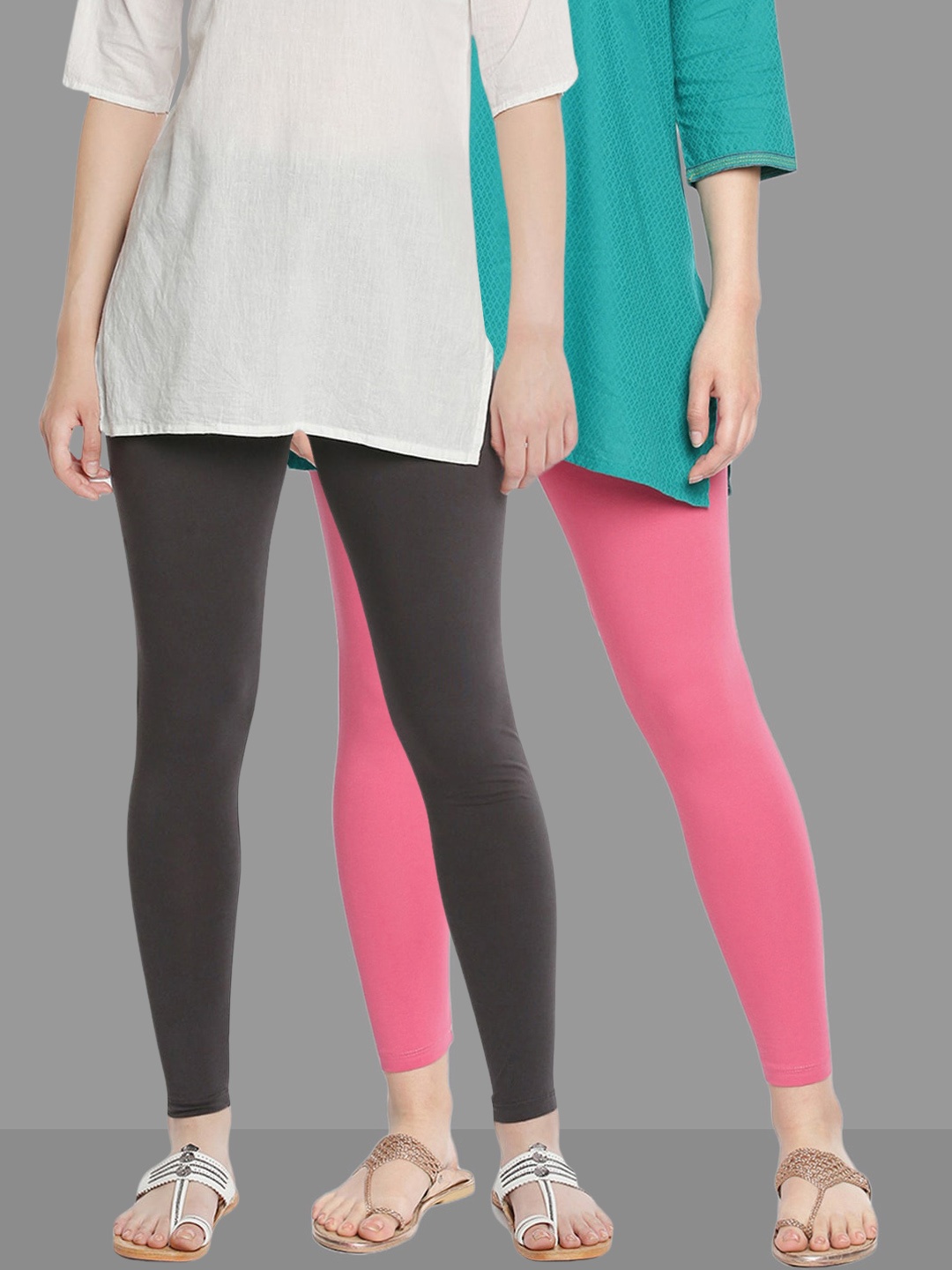 

Dollar Missy Pack Of 2 Cotton Ankle-Length Leggings, Fuchsia