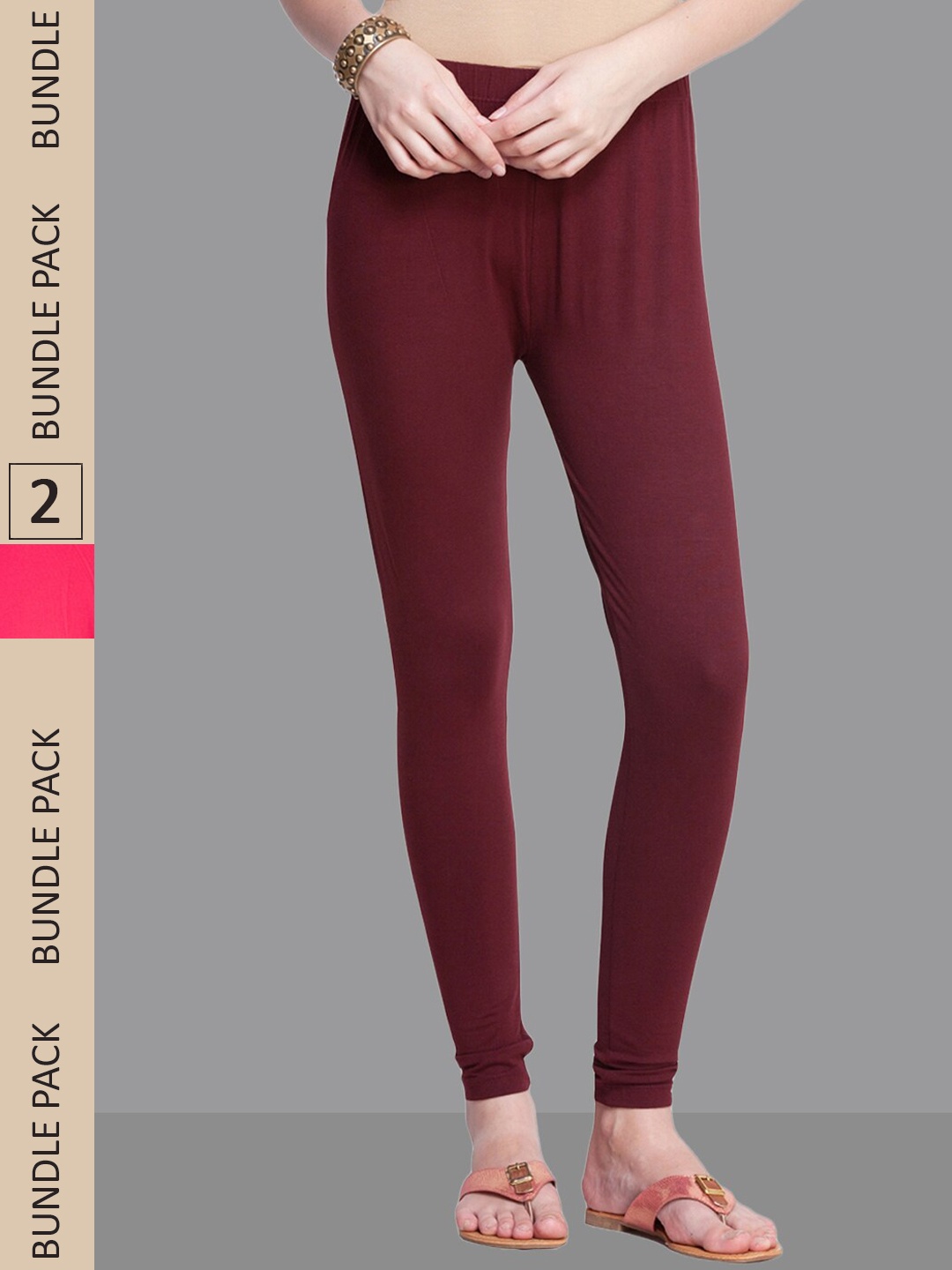 

Dollar Missy Women Pack Of 2 Cotton Four-Way Stretch Ankle-Length Leggings, Pink