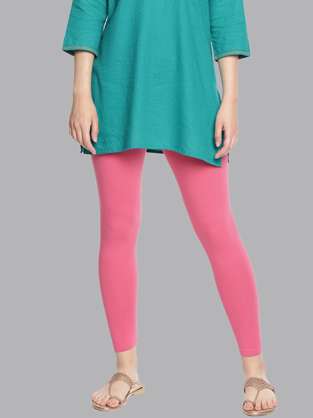 

Dollar Missy Cotton Solid Ankle-Length Leggings, Fuchsia