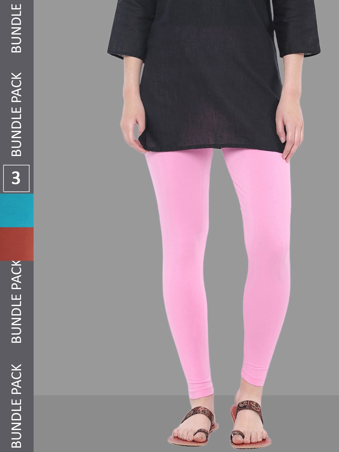 

Dollar Missy Pack Of 3 Ankle-Length Leggings, Pink
