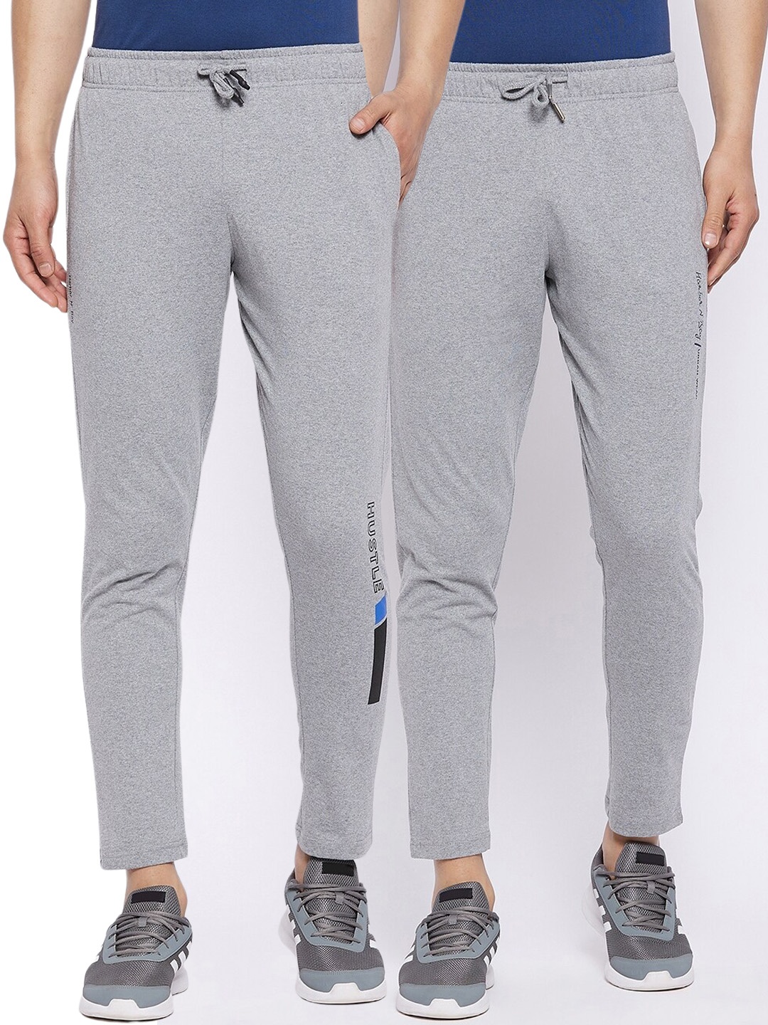 

HARBOR N BAY Men Pack Of 2 Cotton Solid Track Pants, Grey