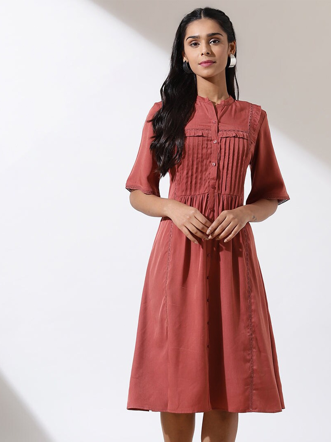 

Lakshita Cotton A-Line Dress, Peach