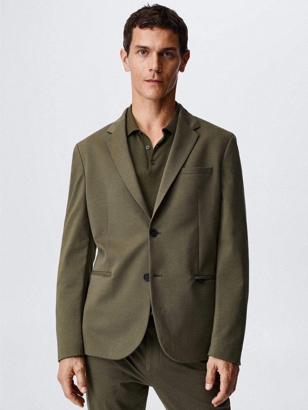 

MANGO MAN Solid Slim Fit Blazer, Olive