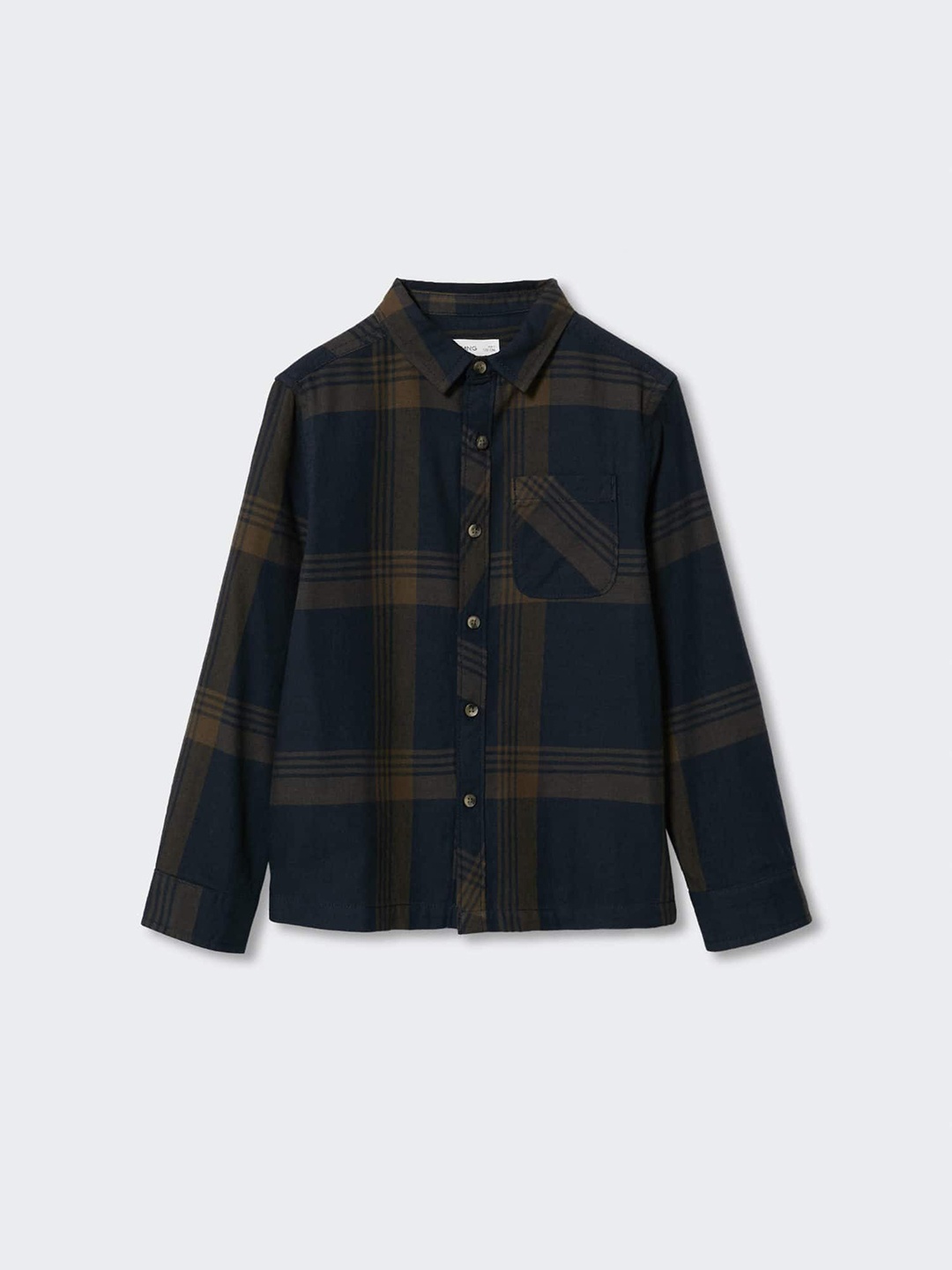 

Mango Kids Boys Tartan Checked Pure Cotton Sustainable Casual Shirt, Navy blue