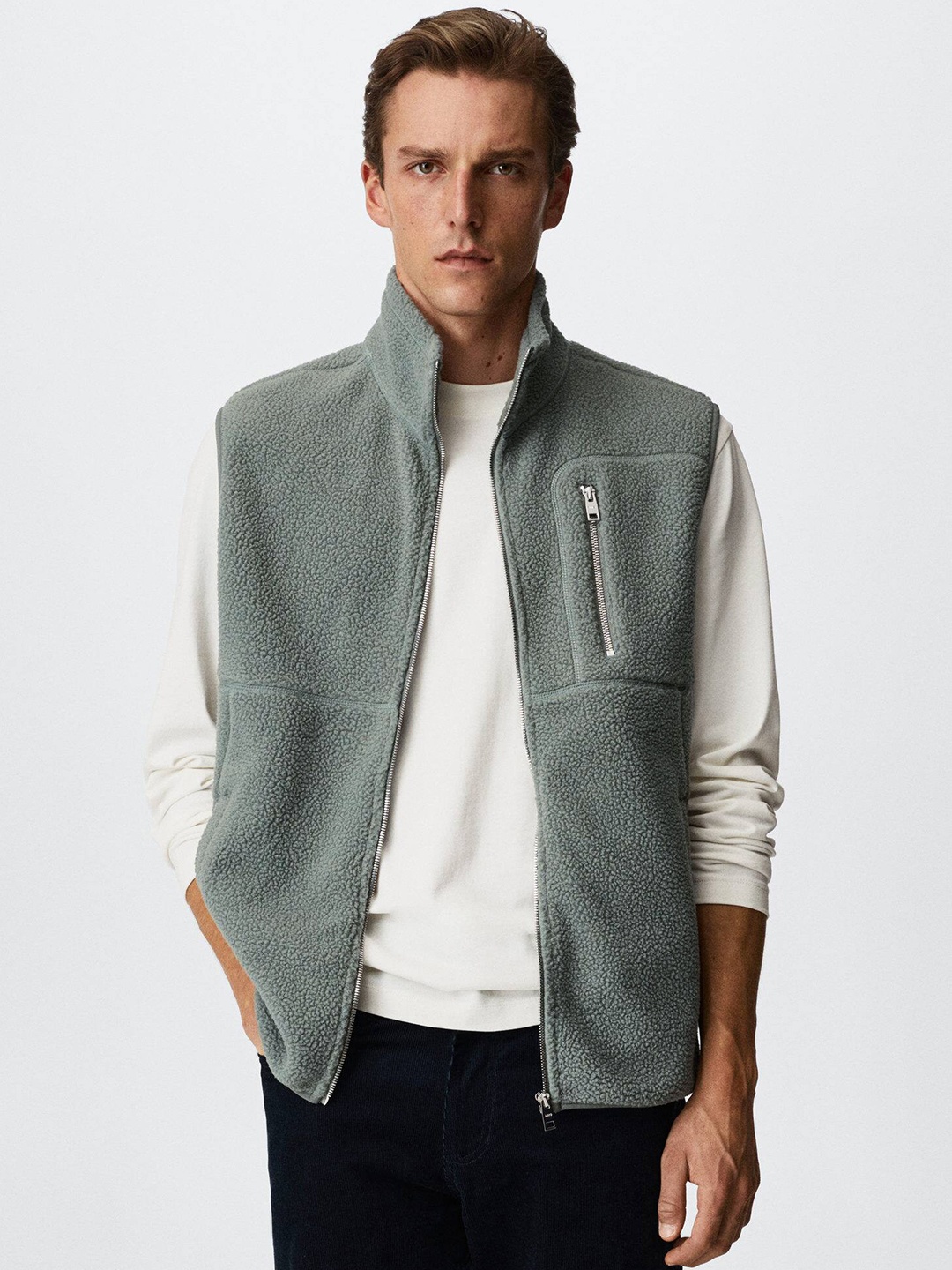 

MANGO MAN Sherpa Sweatshirt, Grey