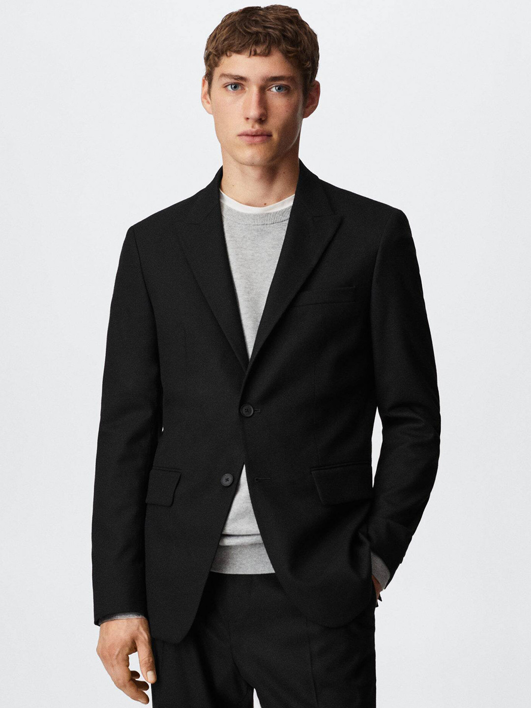 

MANGO MAN Solid Slim Fit Blazer, Black