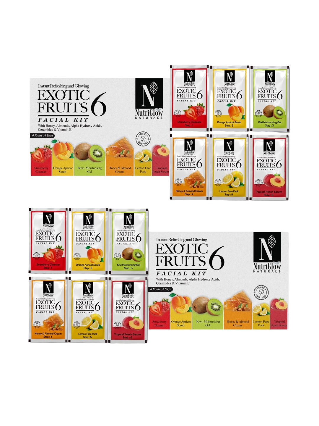 

NutriGlow Exotic Fruits Instant Refreshing & Glowing Vitamin E Facial Kit 60 gm, White