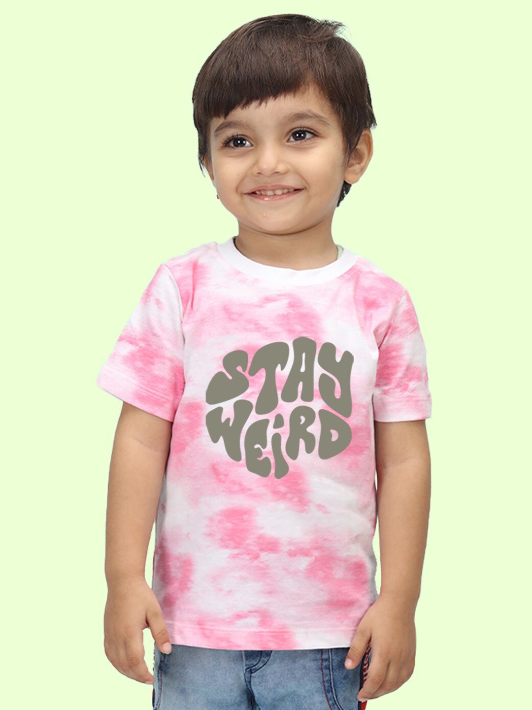 

NUSYL Kids Printed Tie and Dye T-shirt, Pink