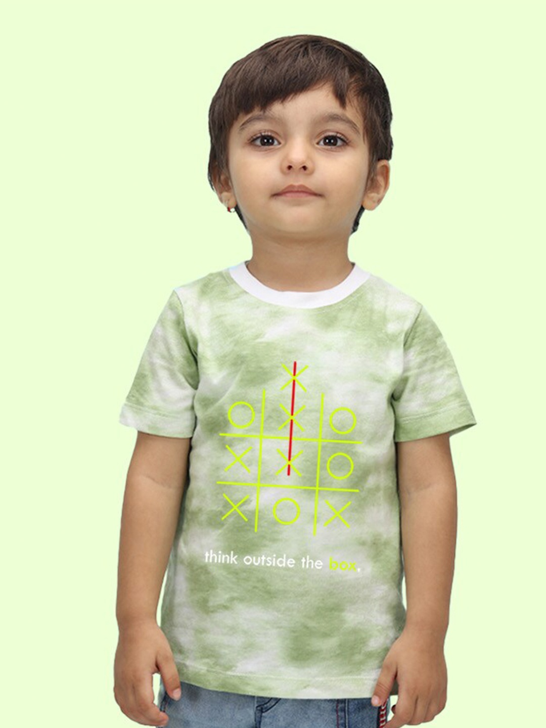 

NUSYL Kids Green Floral Striped Applique T-shirt