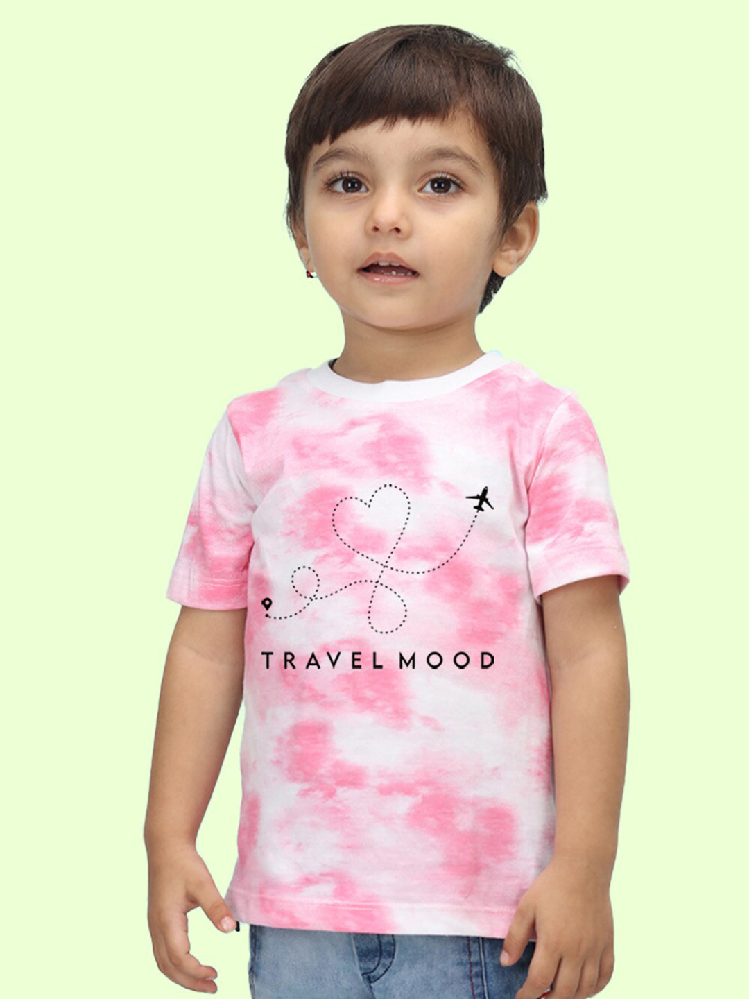 

NUSYL Kids Tie and Dye Printed Round Neck T-shirt, Pink