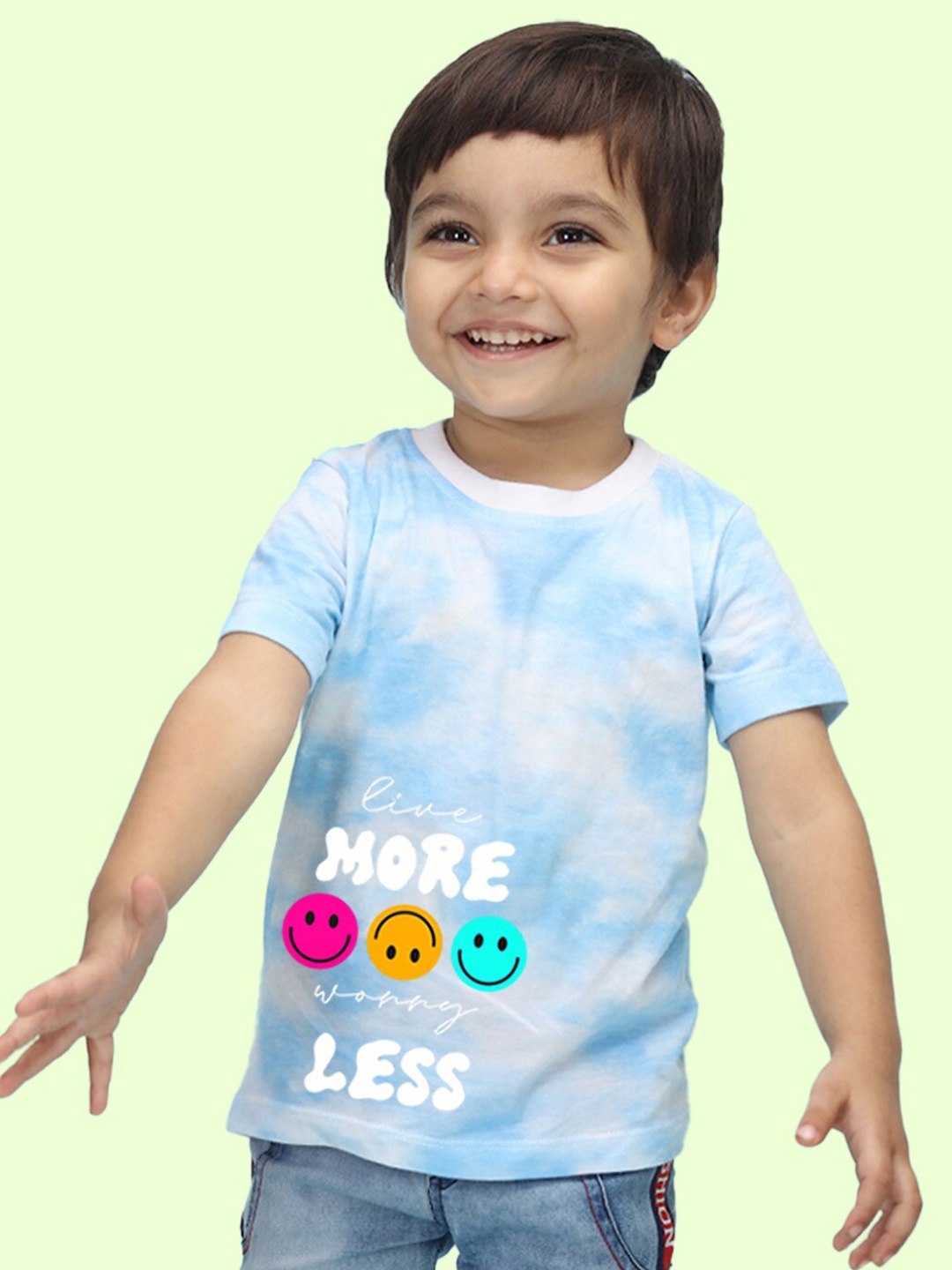 

NUSYL Kids Tie & Dye Typography Printed T-shirt, Blue