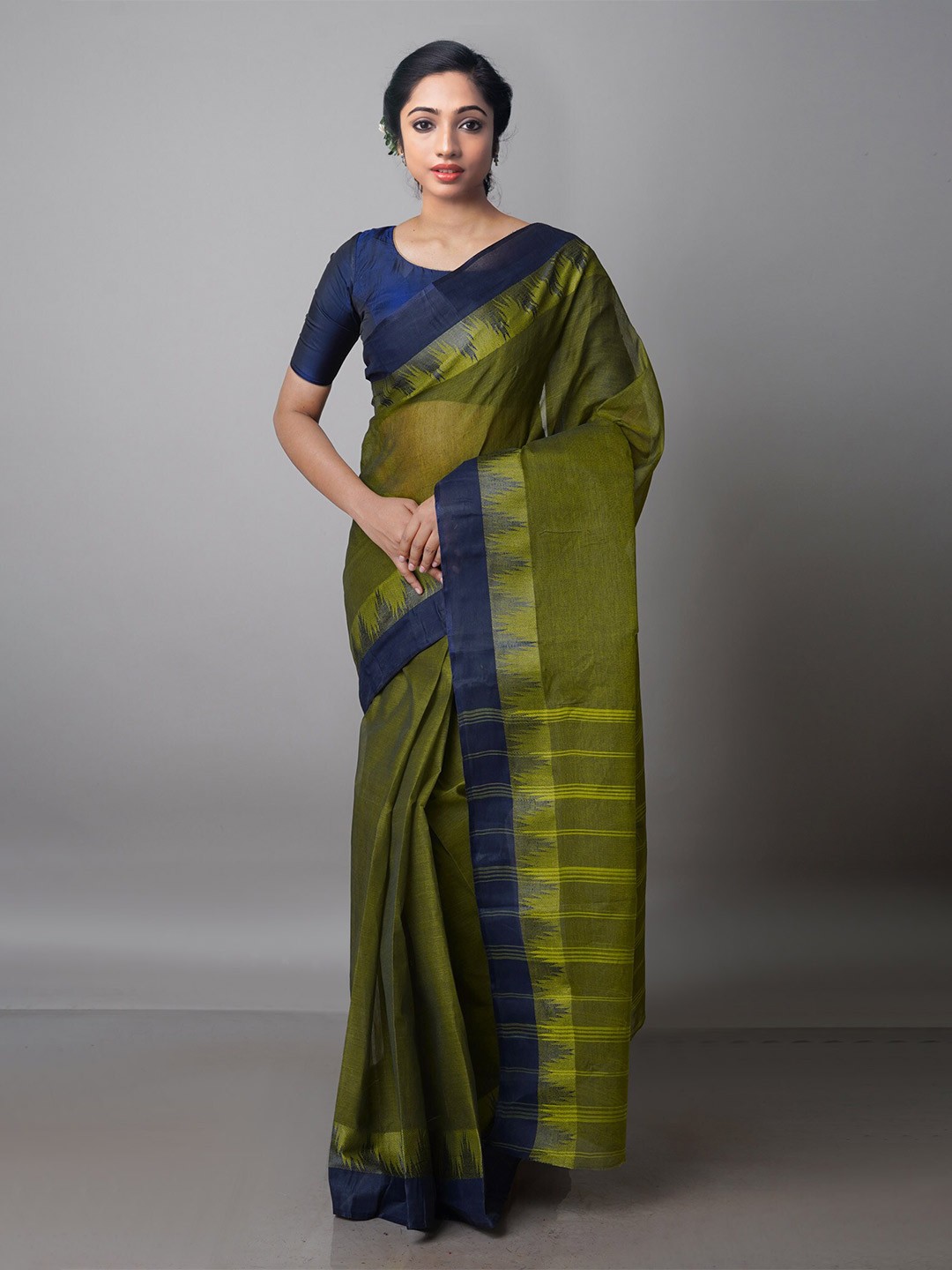 

Unnati Silks Pure Cotton Handloom Taant Saree, Green