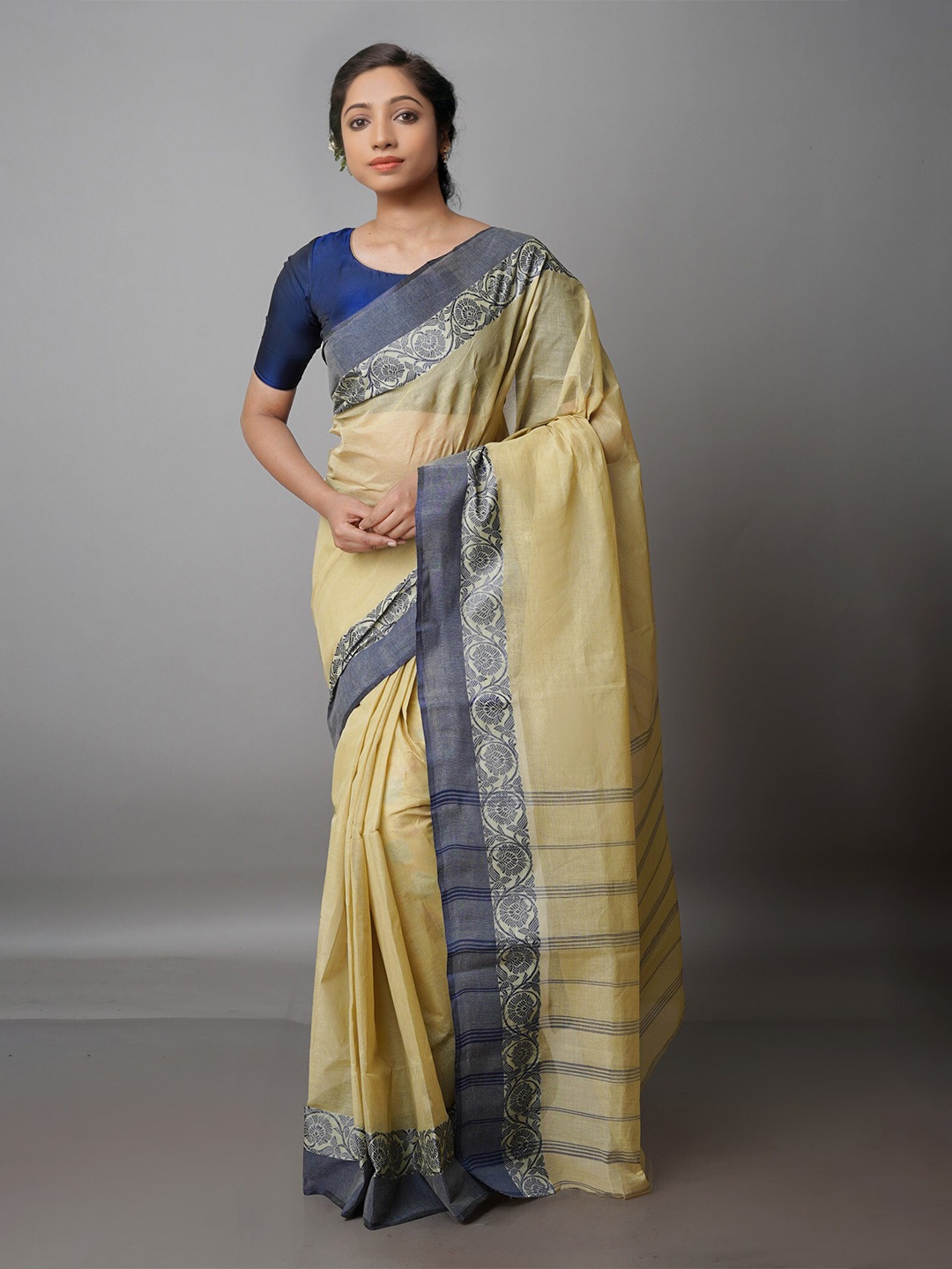 

Unnati Silks Handloom Pure Cotton Taant Saree, Brown