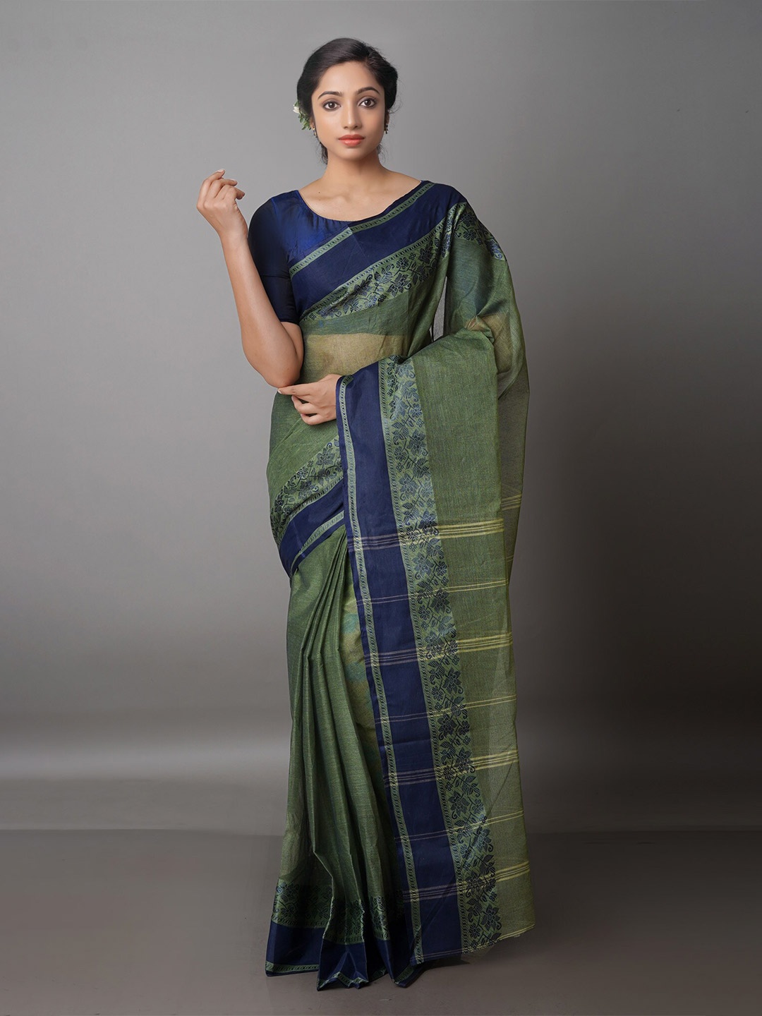 

Unnati Silks Pure Cotton Taant Saree, Green