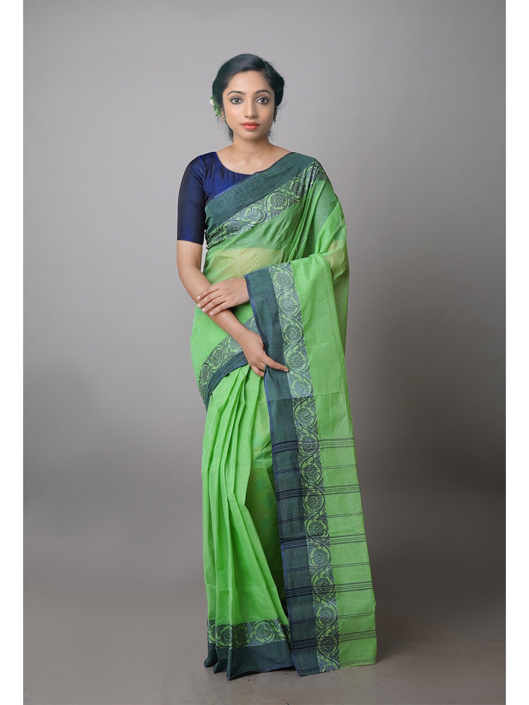 

Unnati Silks Pure Cotton Taant Saree, Green