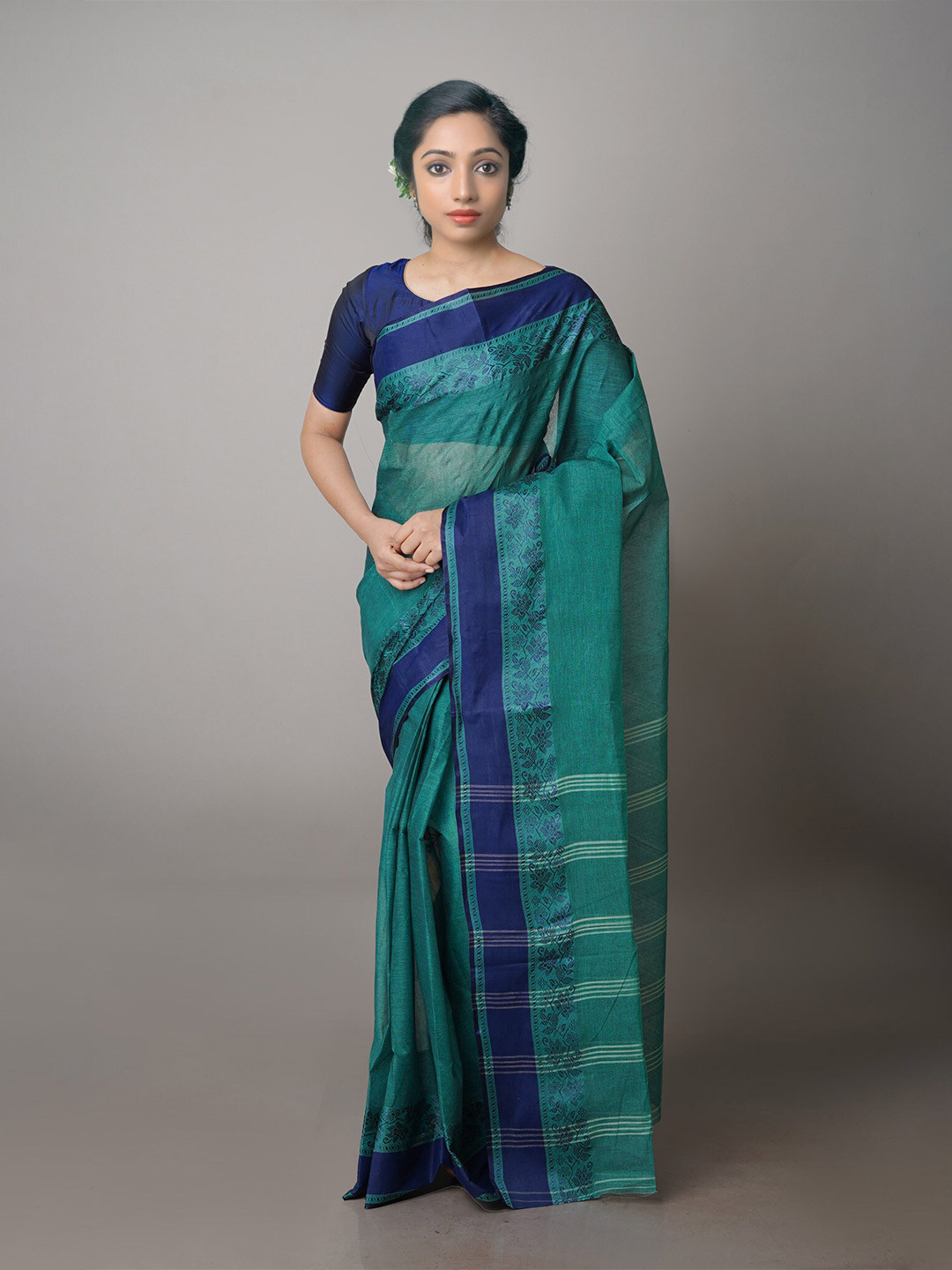 

Unnati Silks Pure Cotton Taant Saree, Green