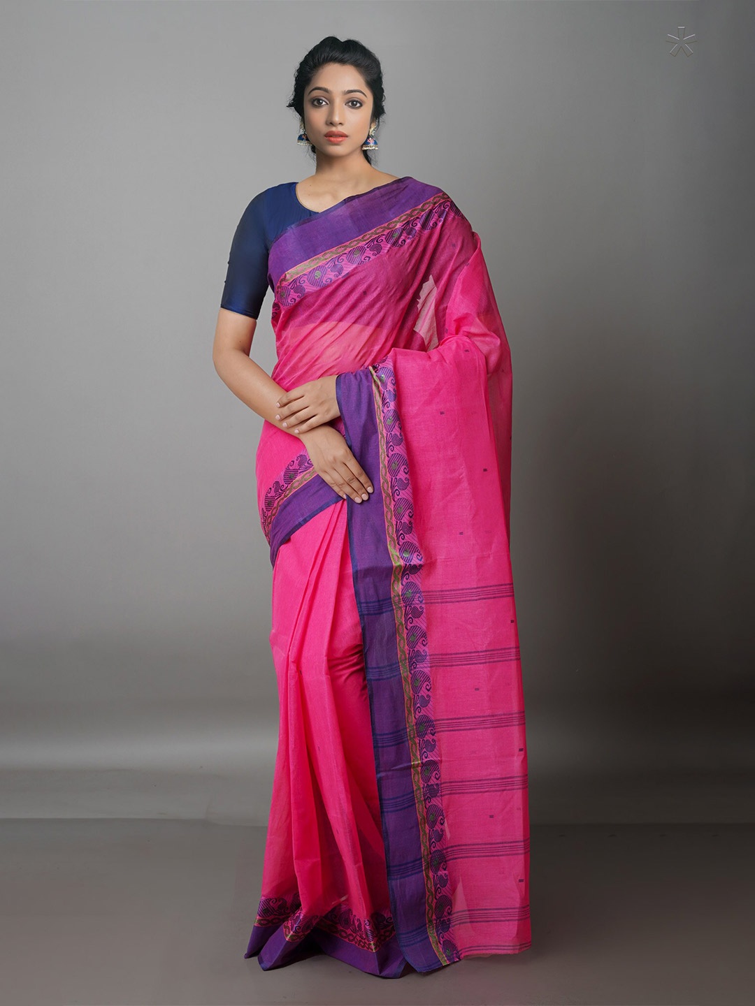 

Unnati Silks Woven Design Pure Cotton Taant Saree, Pink