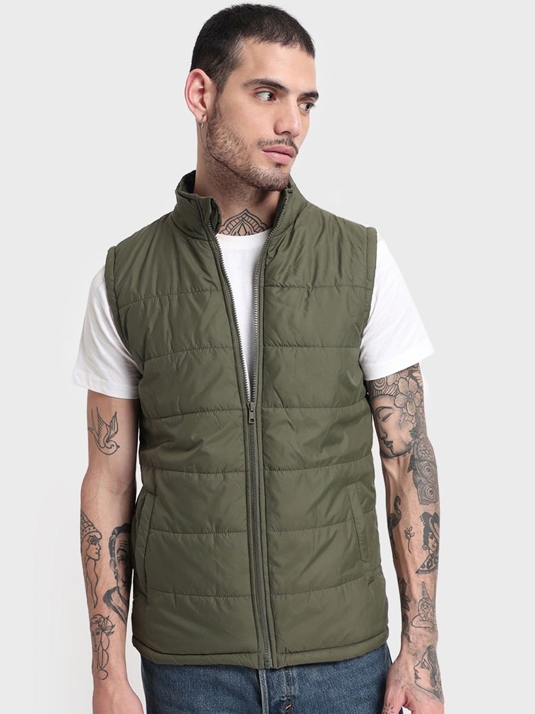 

Bewakoof Men Padded Jacket, Green